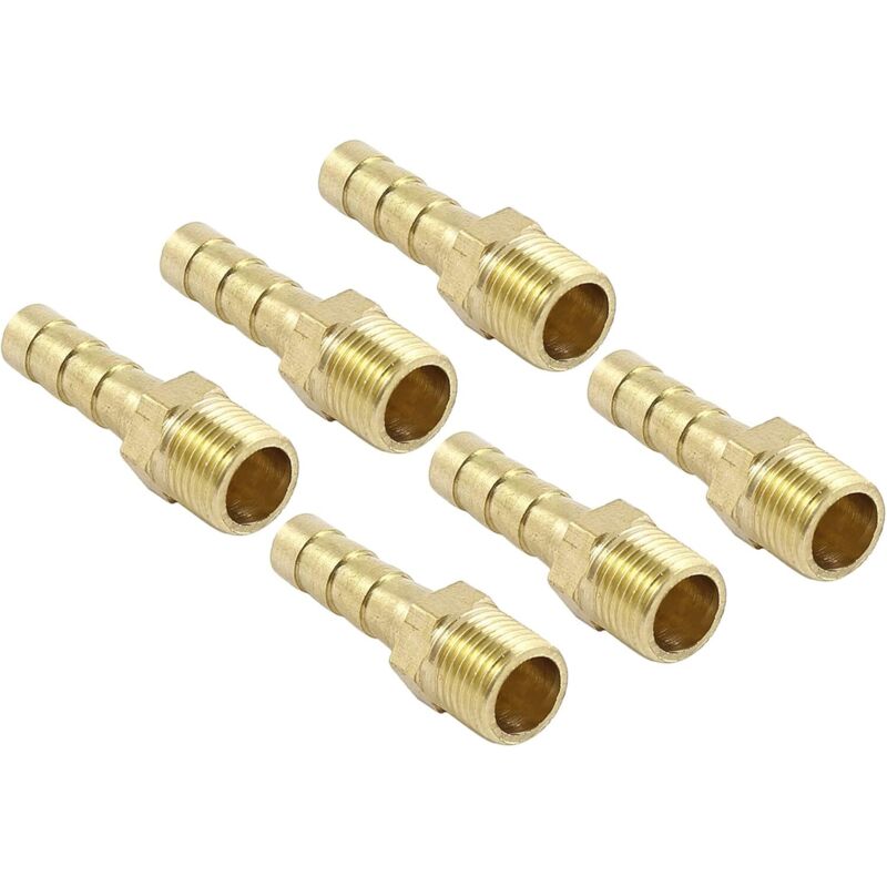 6-teiliges Gerades Messing-schlauchanschlussstück Mit 1/8-zoll-pt-außengewinde Für Luft-, Wasser-, Kraftstoff- Und Pneumatikschläuche, Gold