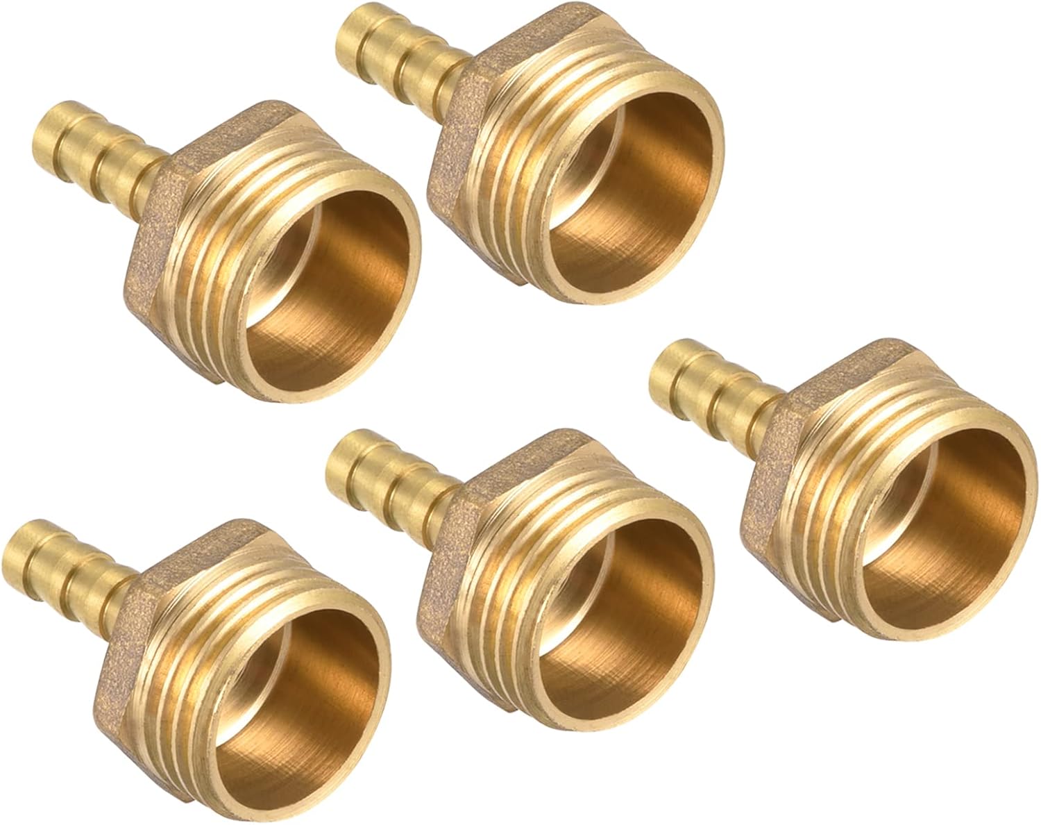 6-mm-schlauchanschluss Auf G1/2-außengewinde, 5 Stück, Gerade Messing, Für Luft-, Wasser-, Kraftstoff- Und Pneumatikschläuche, Gold
