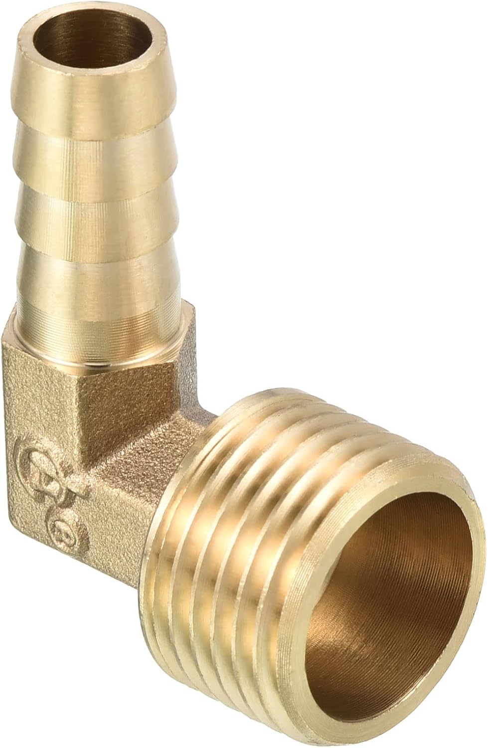 10-mm-schlauchanschluss Mit Widerhaken Auf 1/2"-pt-außengewinde X 1 Stück, 90°-winkel-messing-schlauchanschluss Für Luft-, Wasser-, Kraftstoff- Und Pneumatikschläuche, Gold