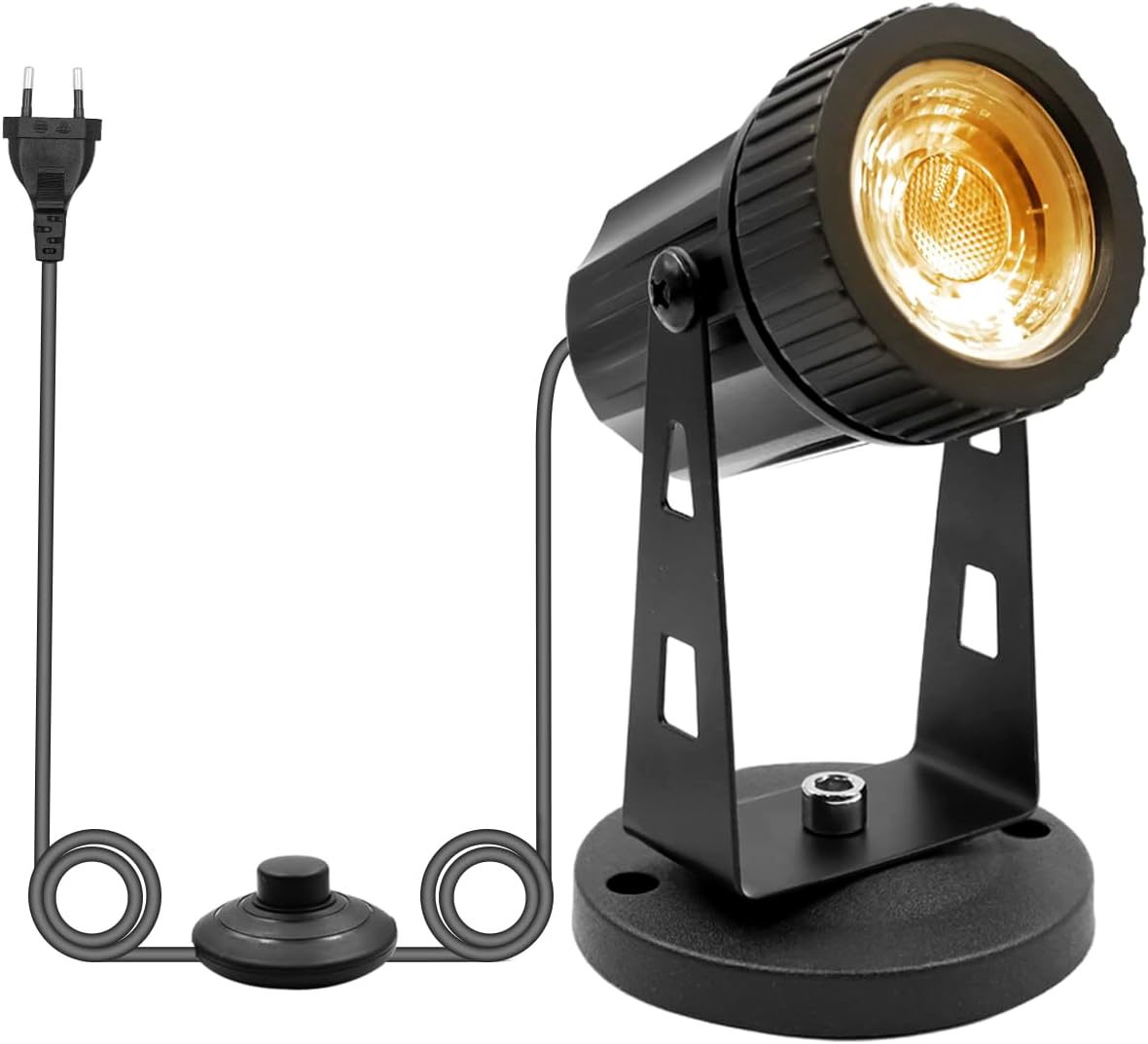 Led-flutlicht, 3 W Cob, Warmweiß, 300 Lm, Erdspieß, 1,8 M Kabel, Fußschalter, Wohnzimmer, Pflanzen