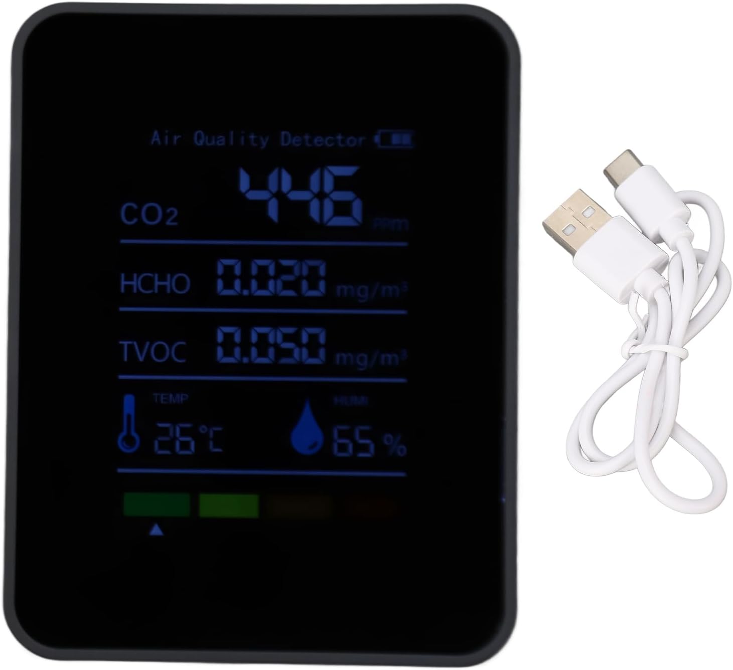 Co₂-detektor, 5-in-1-sensor, Hcho-tvoc-monitor, Temperatur- Und Feuchtigkeitsmesser, Für Zuhause, Auto Und Reisen