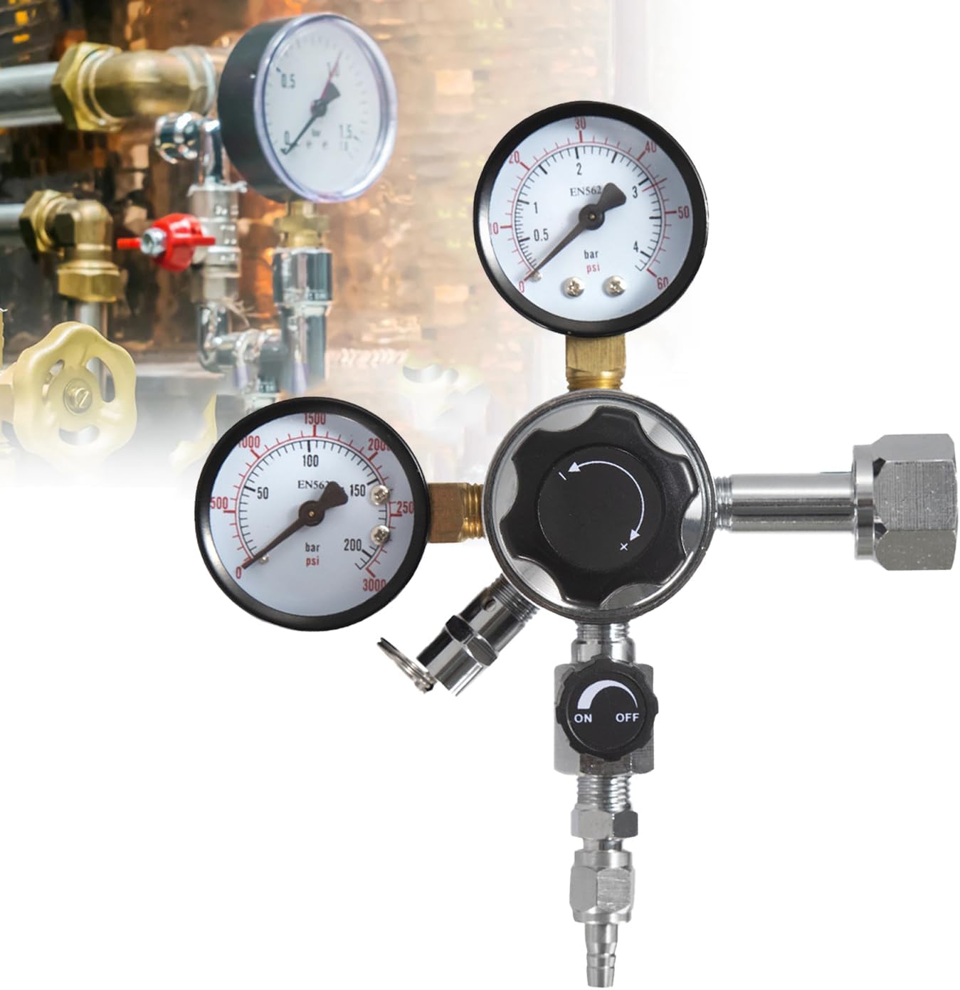 Co2-druckregler, Doppelmanometer W21.8, Kupfer-aluminium-legierung, 0-60 Psi, Für Bierzapfanlagen