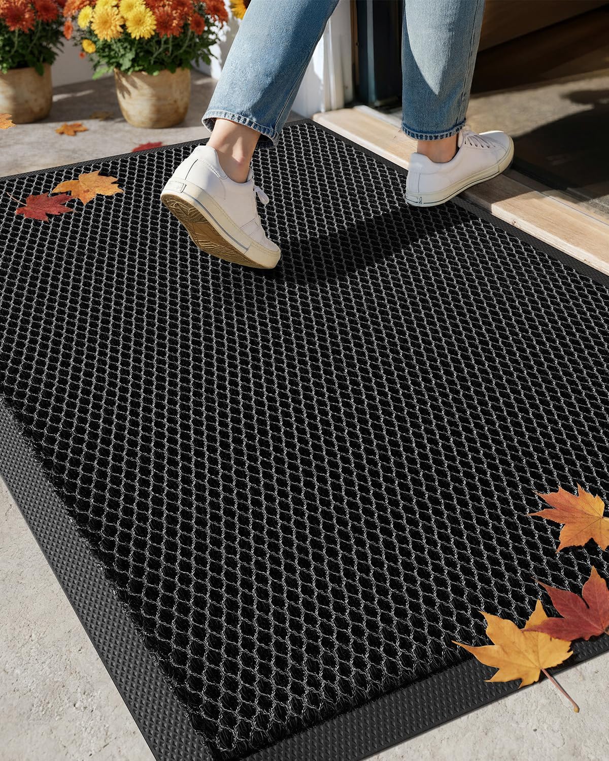 Outdoor-teppich, Strapazierfähiges Nylon, Rutschfeste Gummirückseite, Schnelltrocknend, Für Eingangsbereich Und Terrasse