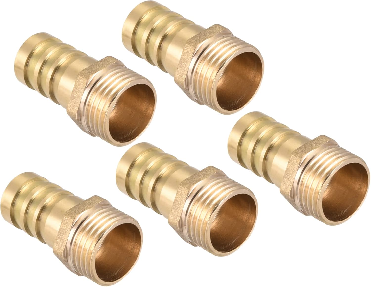 5er-pack Messing-schlauchverschraubungen G1/2 - 16 Mm Für Luft, Wasser, Kraftstoff Und Pneumatik. Goldfarben.