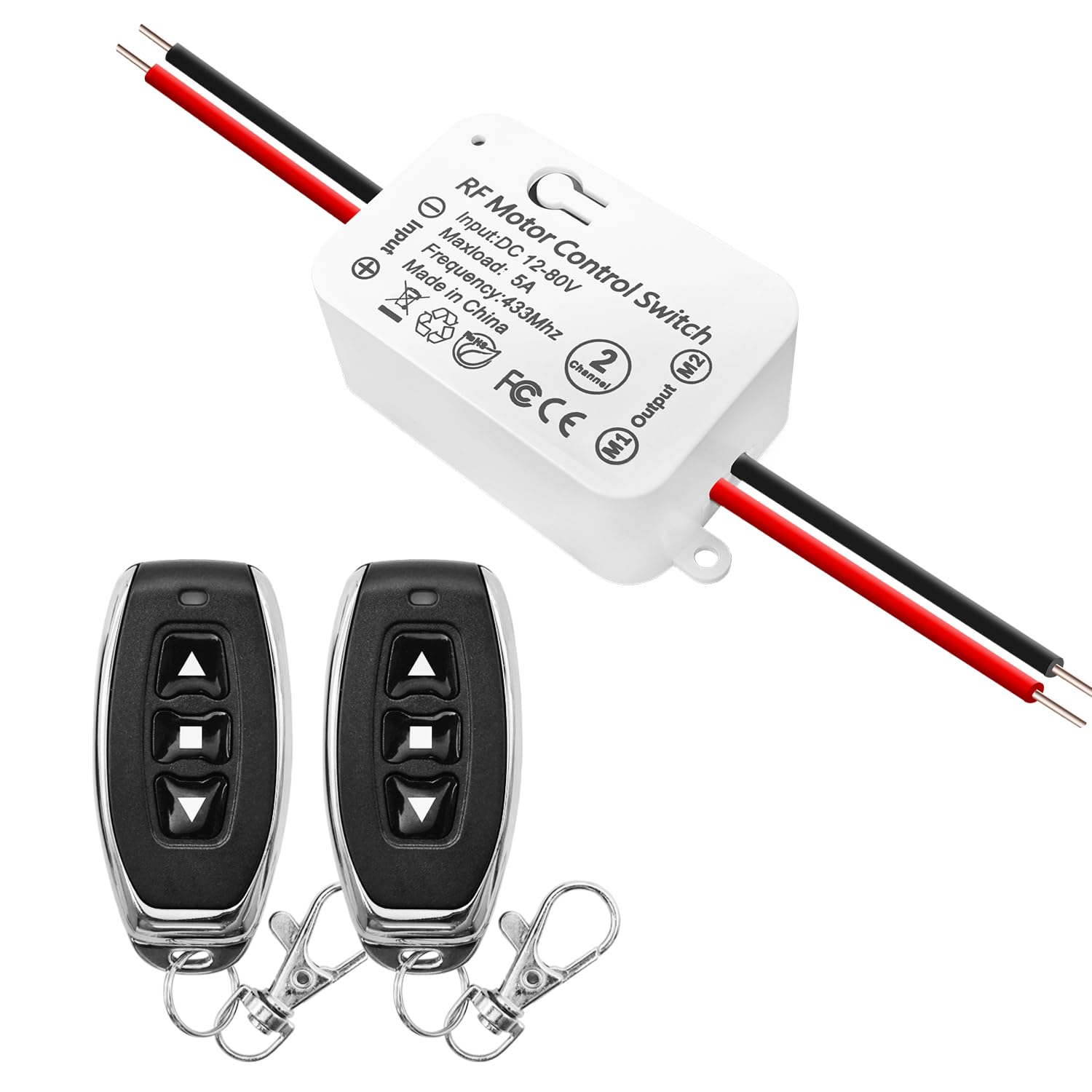Dc-motor-fernbedienungsschalter 12v-80v 5a Mit 2 Sendern Für Tor Und Vorhang