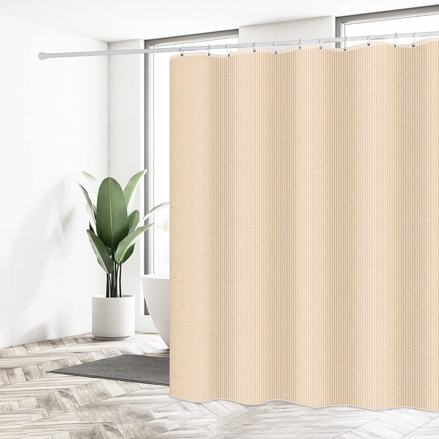 Duschvorhang 180x200 Cm, Wasserdicht, Schnelltrocknend, Aus Polyester, Mit 12 Haken Für Das Badezimmer