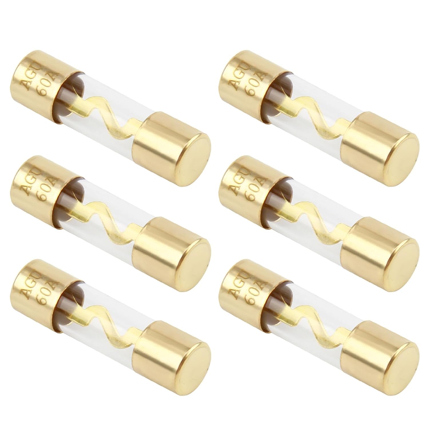 Stück Agu 60a Sicherungen, Vergoldetes Glas, Für 12v Auto- Und Marine-audio