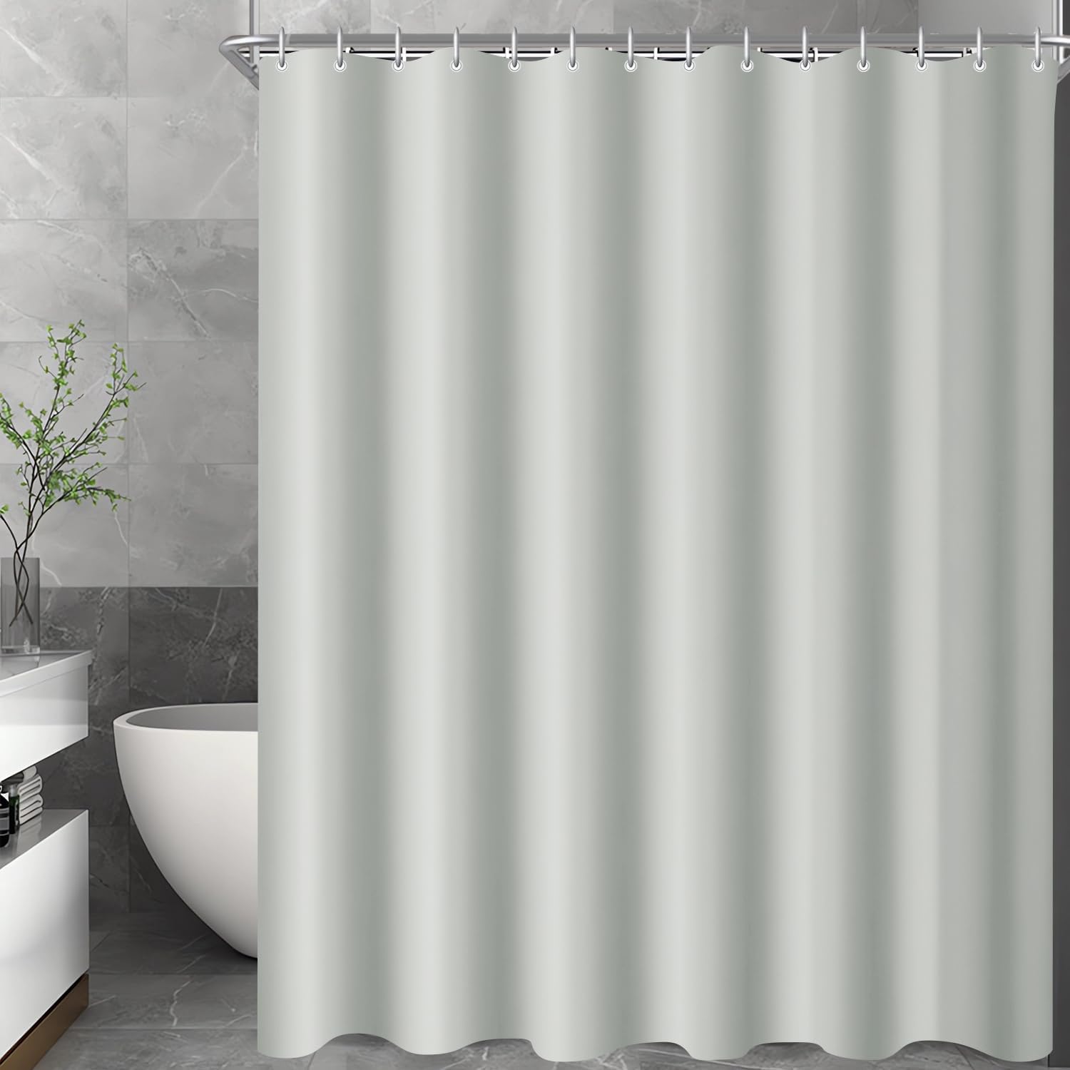 Duschvorhang, 100 X 200 Cm, Wasserdichtes Polyester, Schimmelresistent, Beschwerter Saum, Mit 8 Ringen, Für Badezimmer