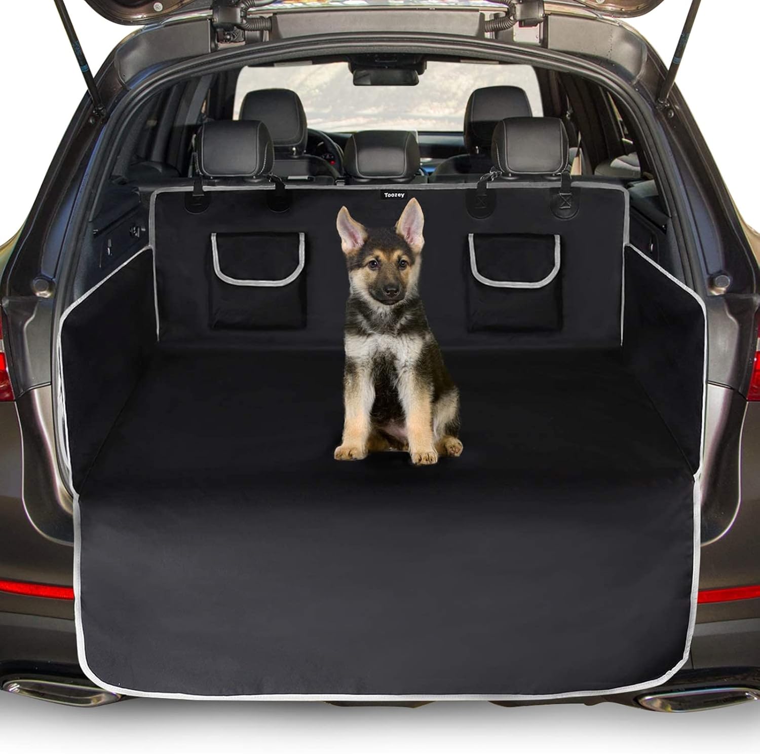 Universelle Kofferraumschutzmatte Mit Seitenschutz, Wasserdicht Und Robust Für Hunde, Schwarz Und Grau