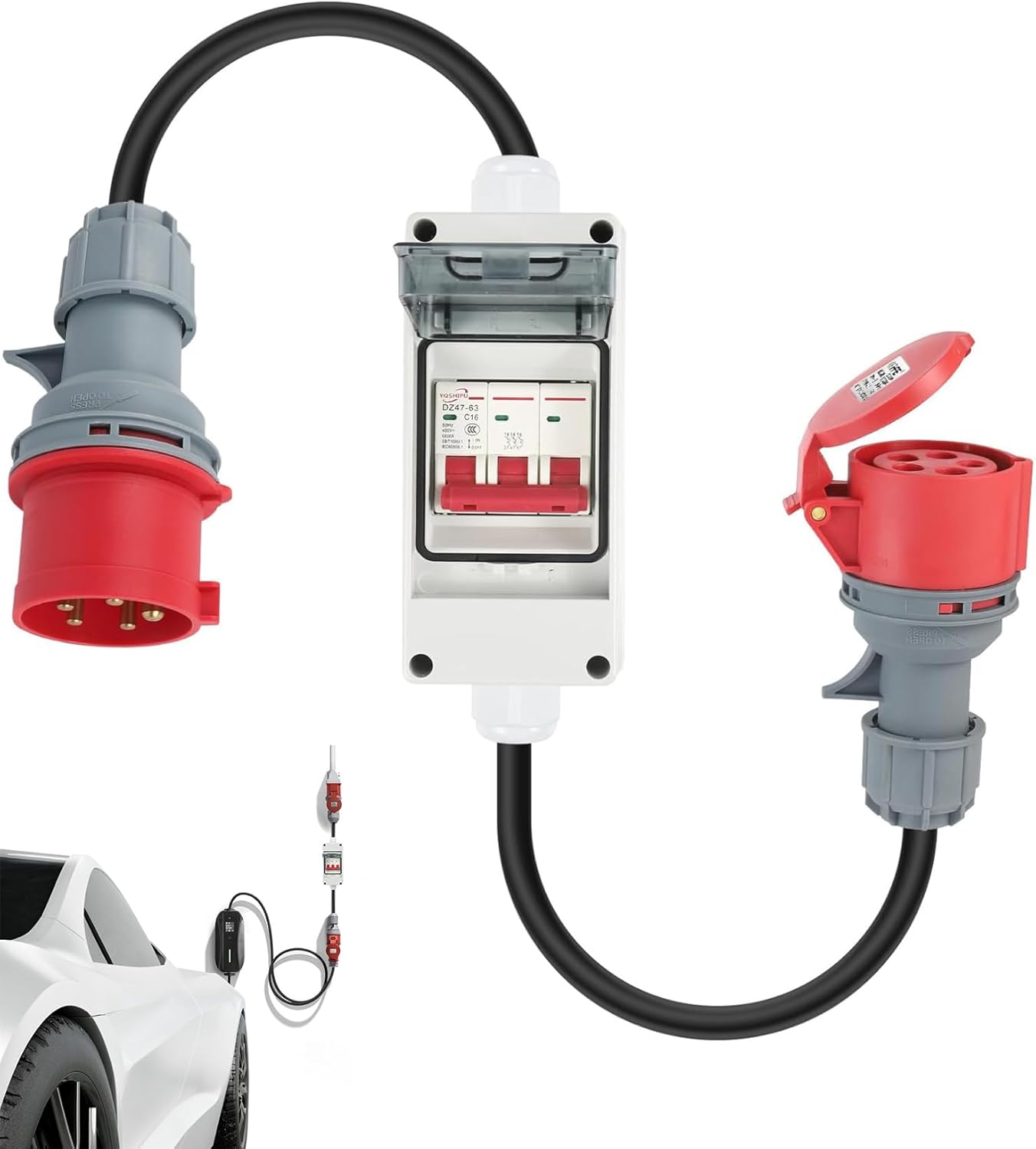 Cee 32a Auf 16a Adapter, Integrierter Schutzschalter, 5-poliges 400v Kupferkabel, Ip44 Wasserdicht, Wohnmobil