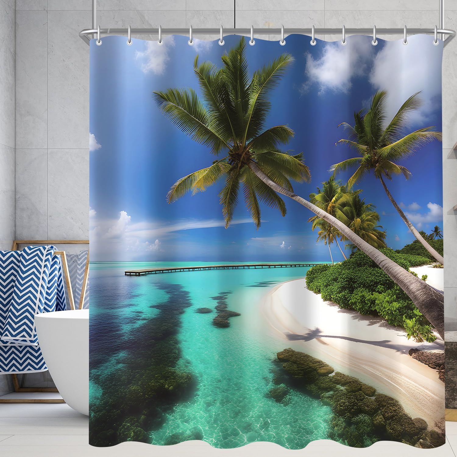 Duschvorhang, 180 X 200 Cm, Baum-muster, Polyester, Wasserdicht, Schimmelresistent, Mit 12 Ringen, Für Badezimmer