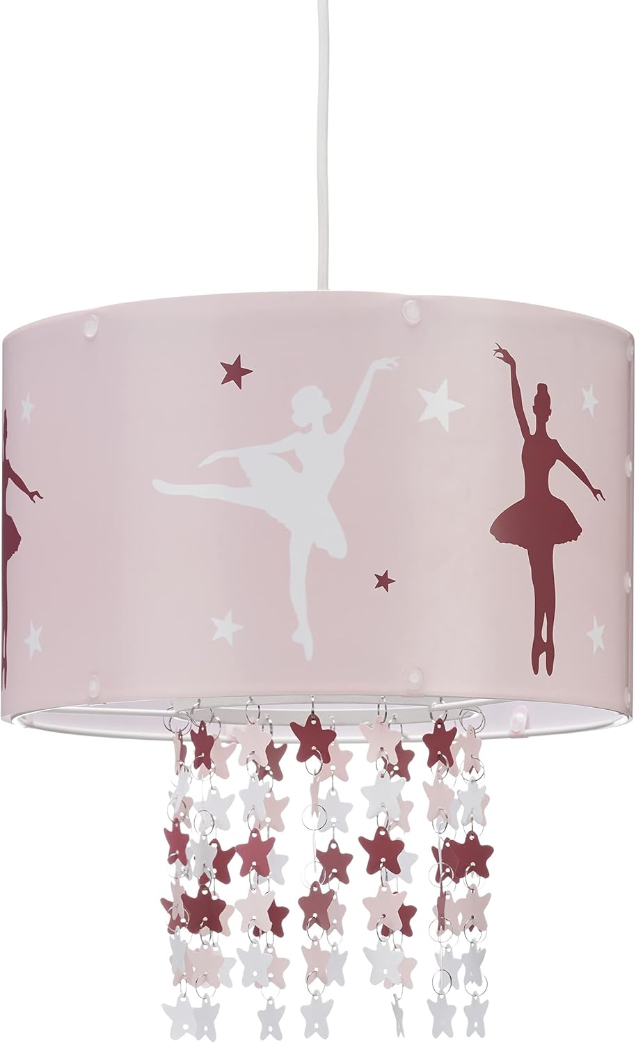 Pendelleuchte, Ballerina-motive, Bewegliche Sterne, Rosa Lampenschirm, Kinderzimmer