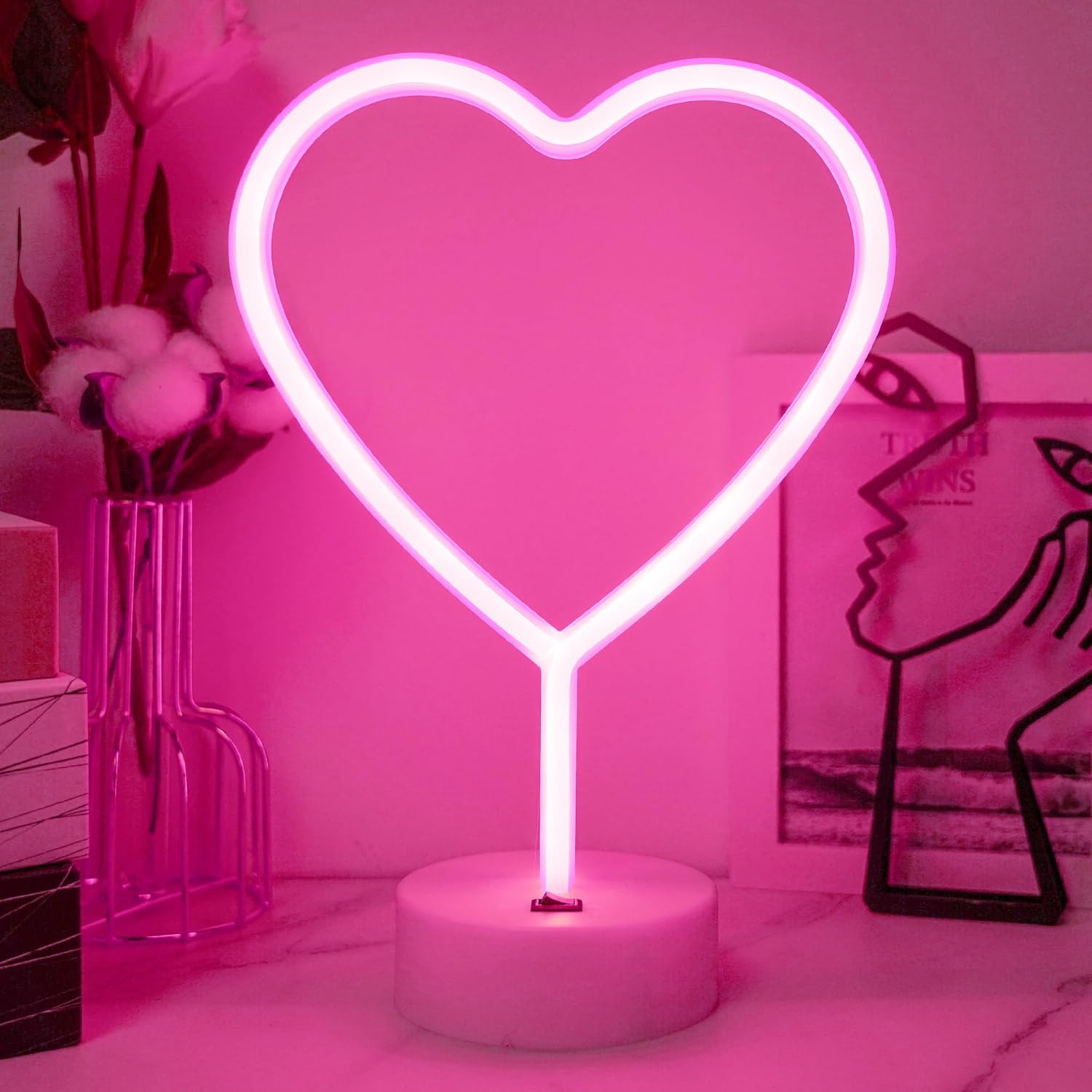 Jemesi Neon-leuchtschild In Pink – Usb-/batteriebetriebene Led-lampe Für Schlafzimmer, Hochzeit, Valentinstag, Raumdekoration – Romantische Geschenkidee