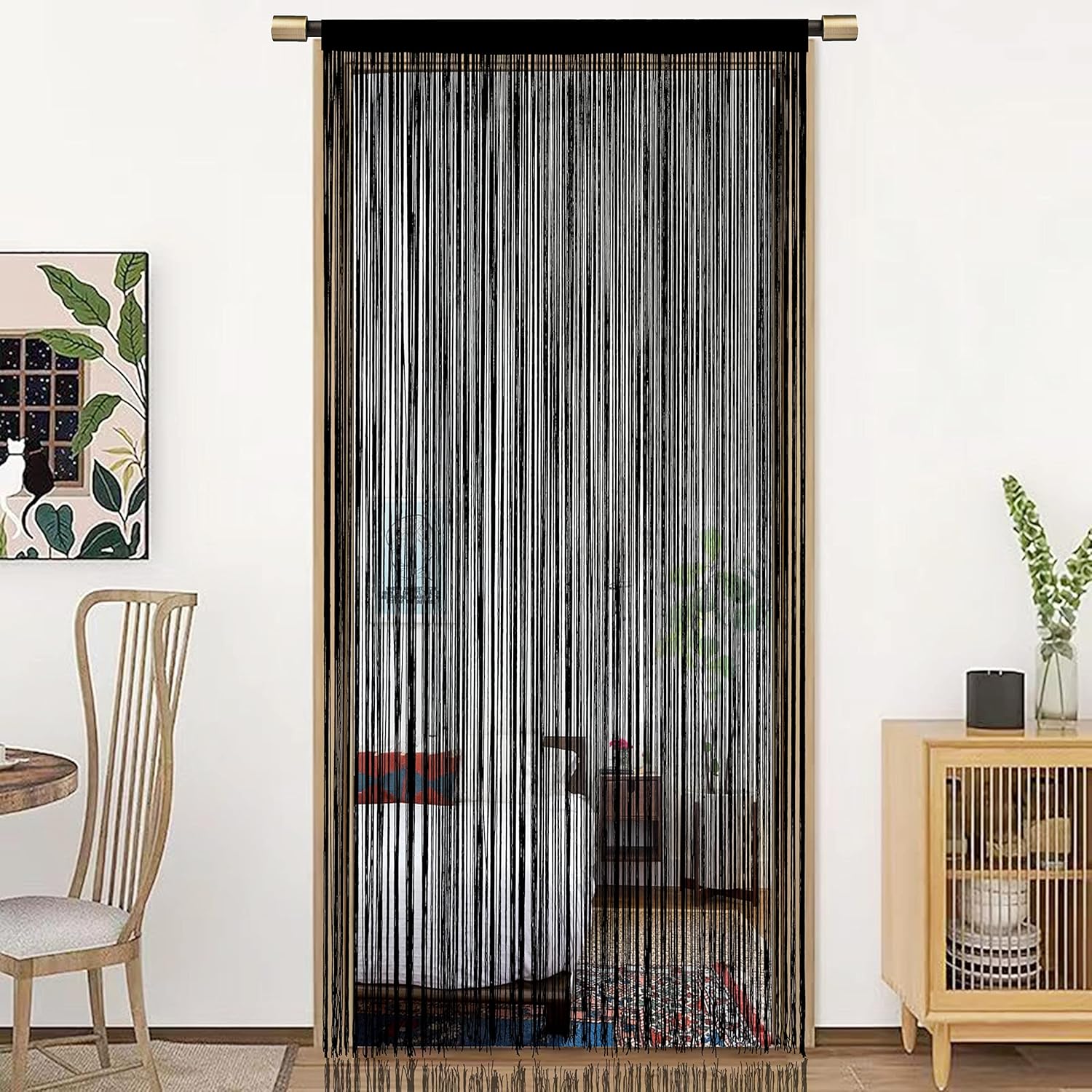 Schwarzer Türvorhang 90 X 245 Cm, Raumteiler, Wanddekoration Für Kleiderschrank Und Party