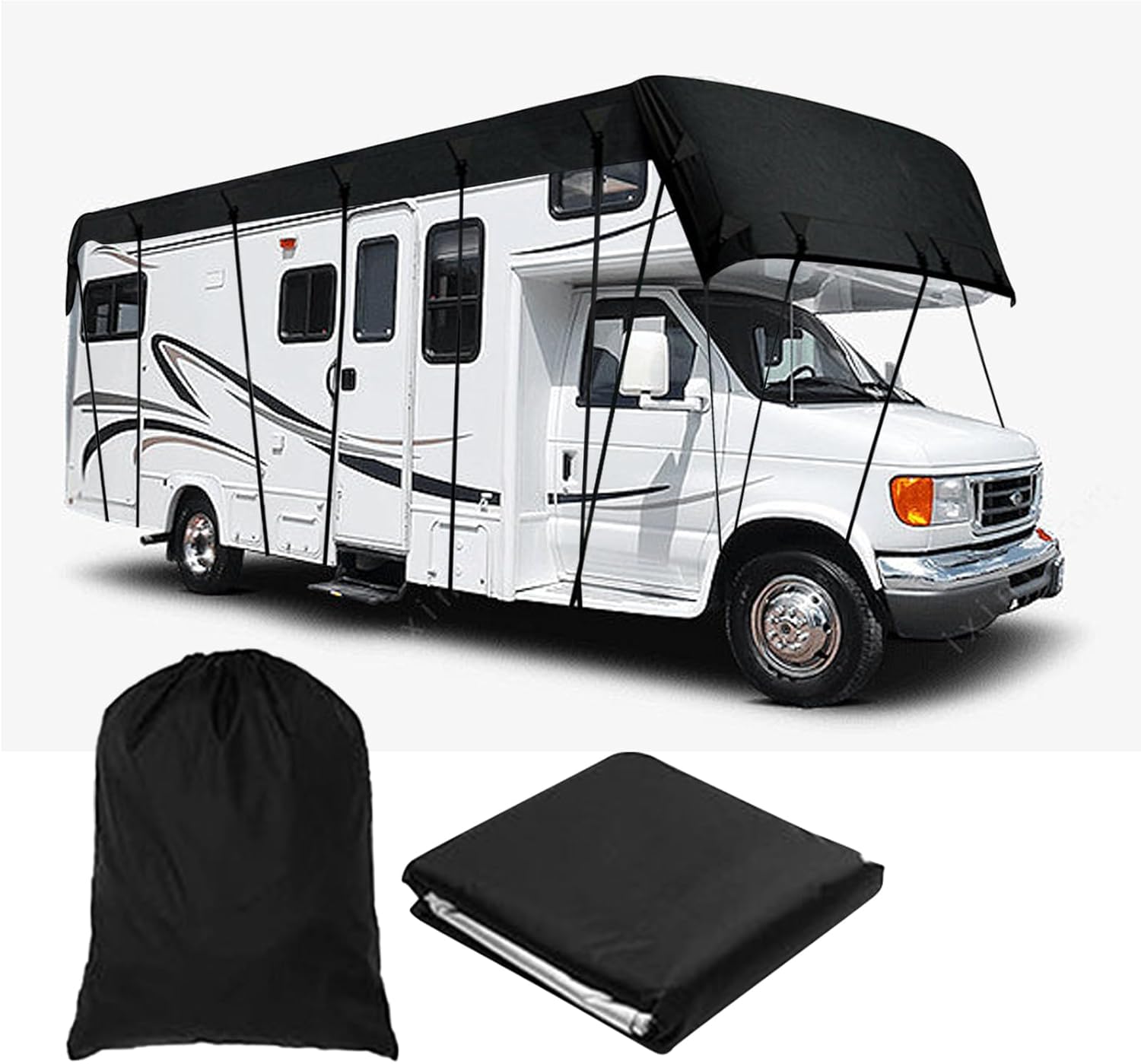 Wohnwagen-/wohnmobil-dachabdeckung 6,5 X 3 M Oxford 210d Wasserdicht Uv Schwarz Fahrzeugdachschutz