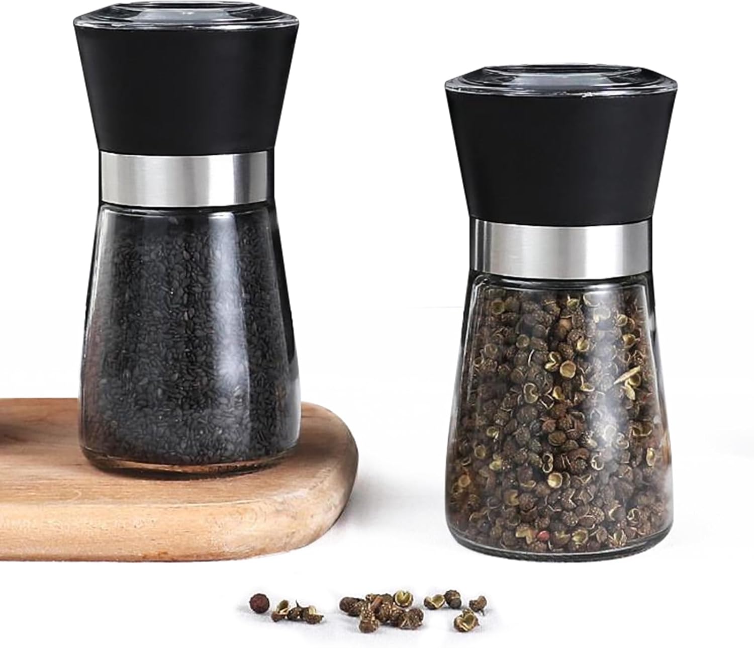 Gewürzmühlen, Verstellbare Keramikmahlscheibe, Edelstahl, Glasgehäuse, Für Küche Und Tisch