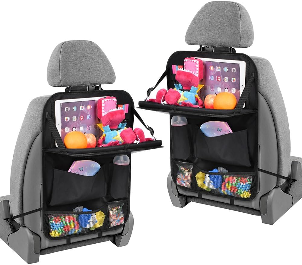 2-teiliger Auto-organizer Für Kinder, Klapptisch, Tablet-halterung, 6 Aufbewahrungstaschen, Oxford-gewebe, Rücksitz