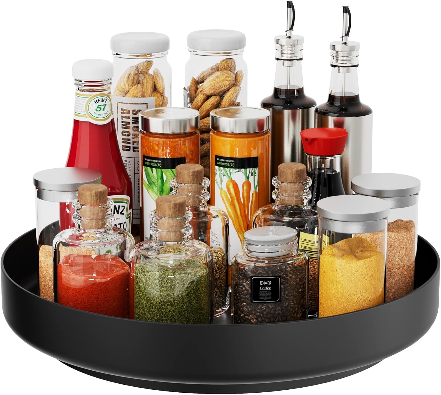 Drehbarer Tablett-organizer, Rostfreies Metall, 360°-drehung, Erhöhter Rand, Küche/badezimmer