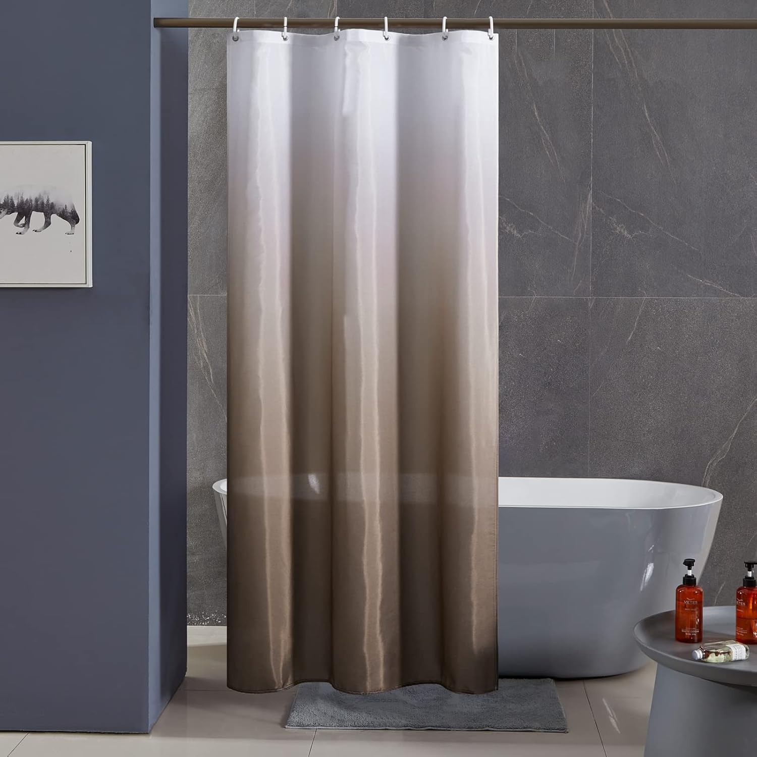 Duschvorhang 100x200cm, Wasserdicht, Aus Polyester, Schimmelresistent, Mit 6 Metallringen Für Das Badezimmer