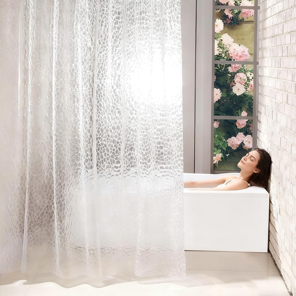 Duschvorhang, 180 X 180 Cm, Transparentes Eva, 12 Metallösen, 12 Kunststoffringe, Badezimmer
