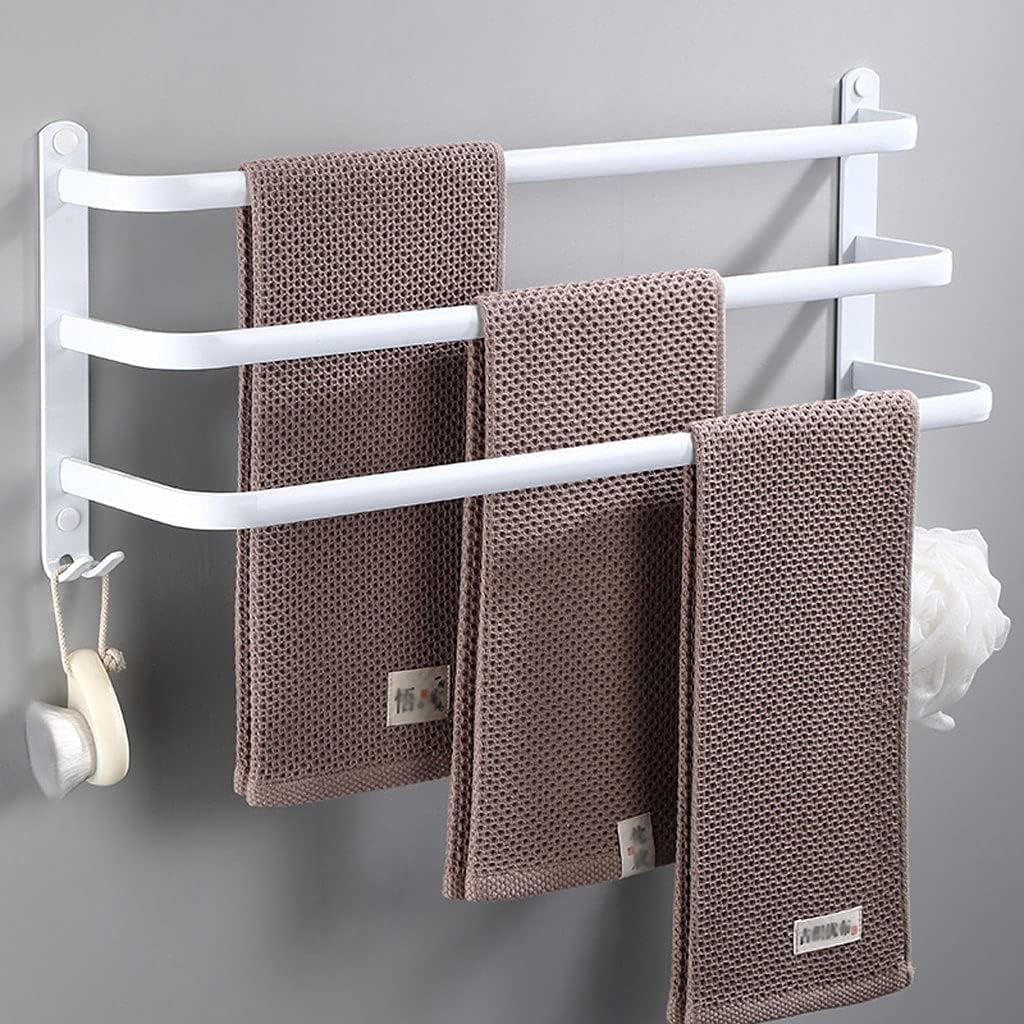 Wandhandtuchhalter – 3 Ebenen – Aluminium – Mit Haken – Bad Und Küche – Weiß, 50 Cm