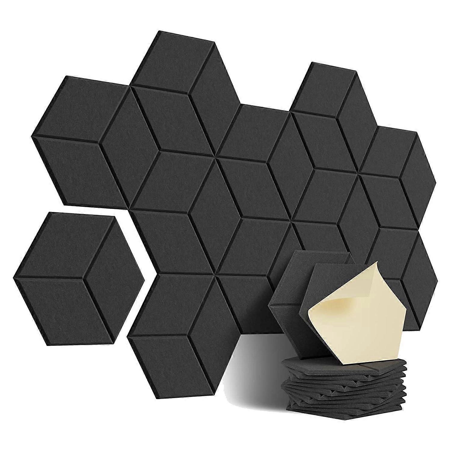 12er-pack Akustikschaumstoff, Selbstklebende Schallschutzplatten (schwarz)