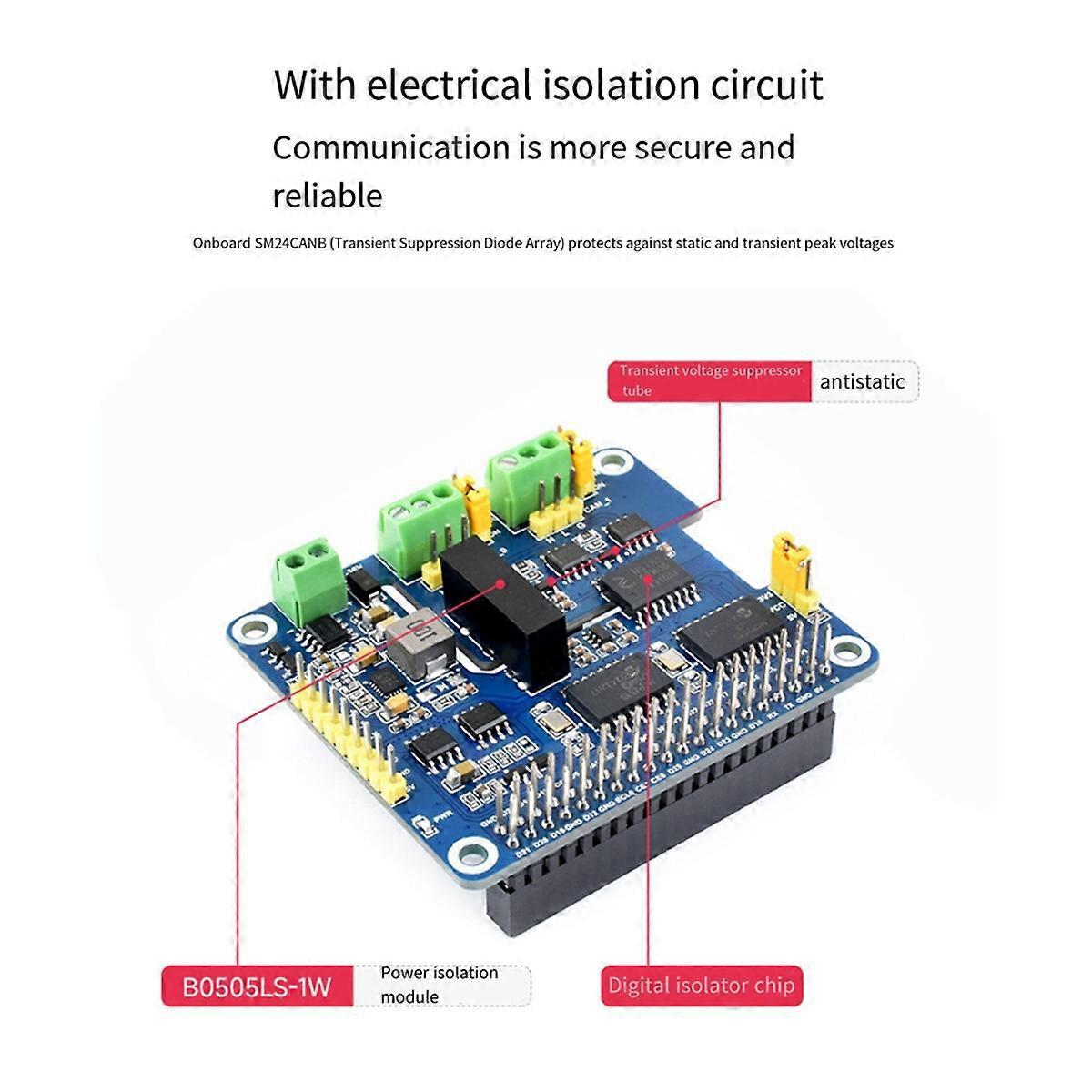 Can-bus-erweiterungsplatine 2-kanal Isolierter Hat+ Dual-chips--