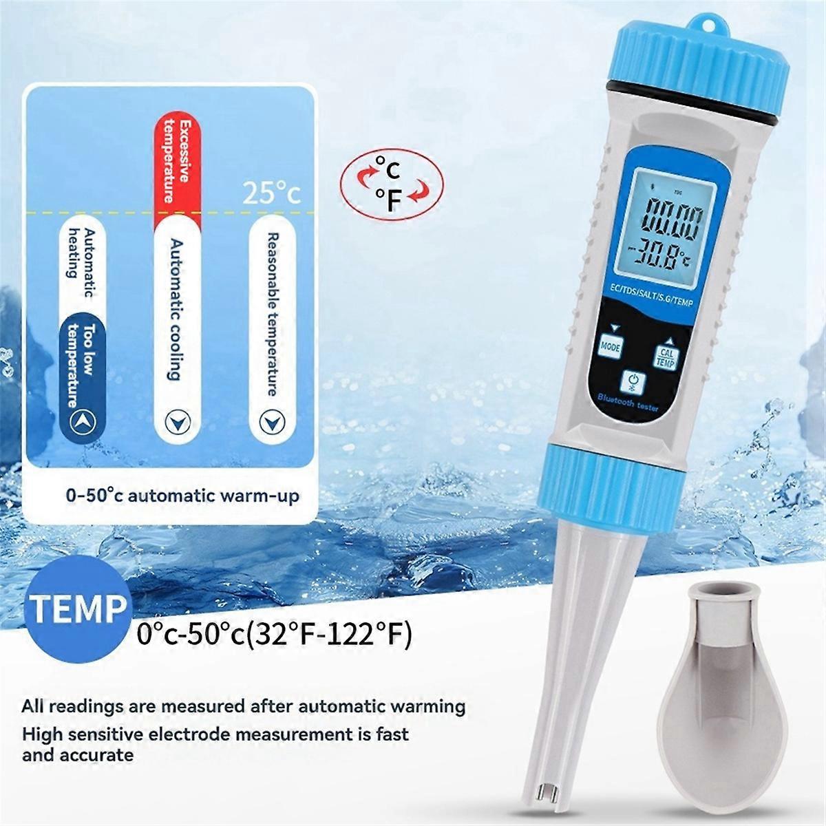 5-in-1 Bluetooth-wasserqualitätstester: Tds, Ph-wert, Salzgehalt, Temperatur