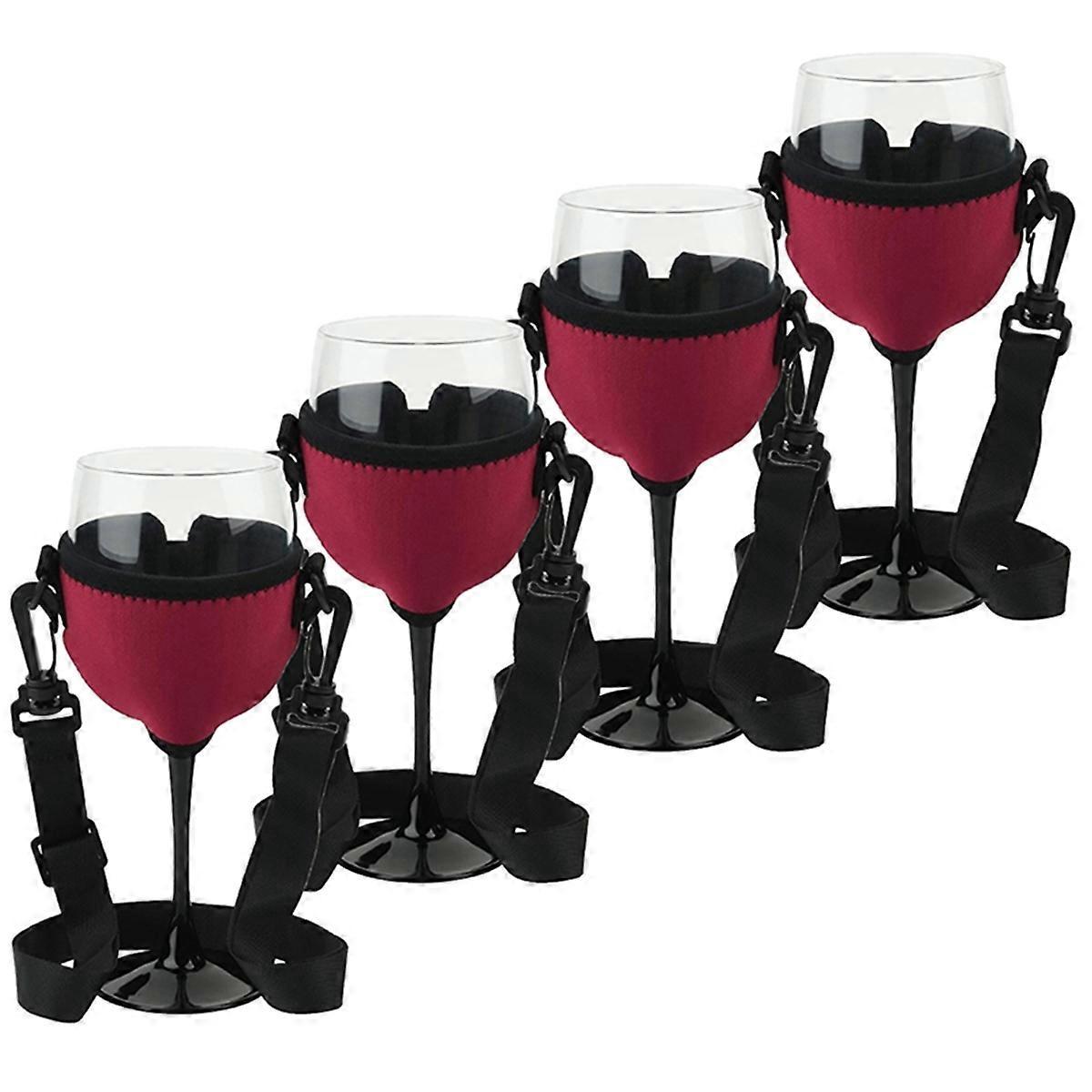 4 Stück Tragbarer Weinglashalter Mit Gurt, Weintragegurt, Jochglashalter B--