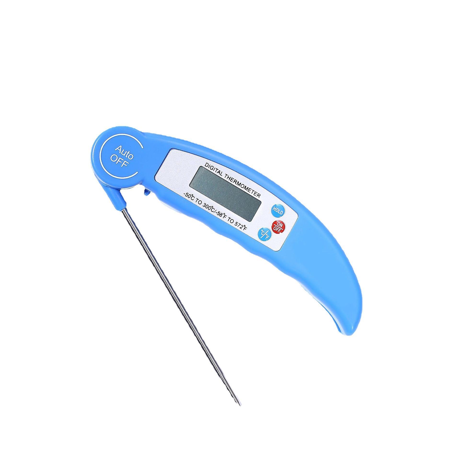 Blaues Küchenthermometer, 3-sekunden-sofortmessthermometer, Fleischthermometer, Mit Hintergrundbeleuchtetem Lcd-display, Faltbarer Sonde Zum Kochen, Via