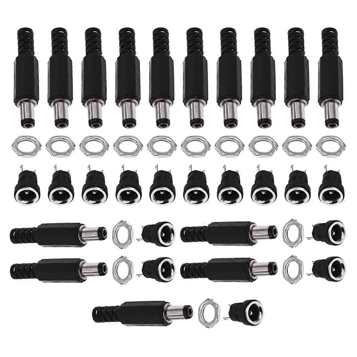 15 Sets Dc-stromanschlüsse, 5,5-mm-stecker, Männliche Und Weibliche Klinkenbuchsen – Farbfoto