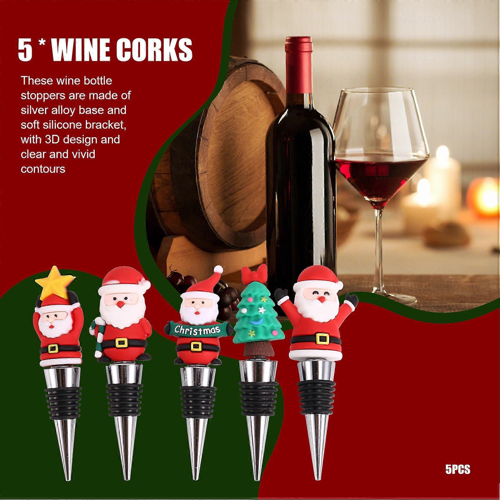 5-teiliges Set Weinflaschenverschlüsse, Weinstopper, Dekorative Weihnachts-weinflaschenverschlüsse