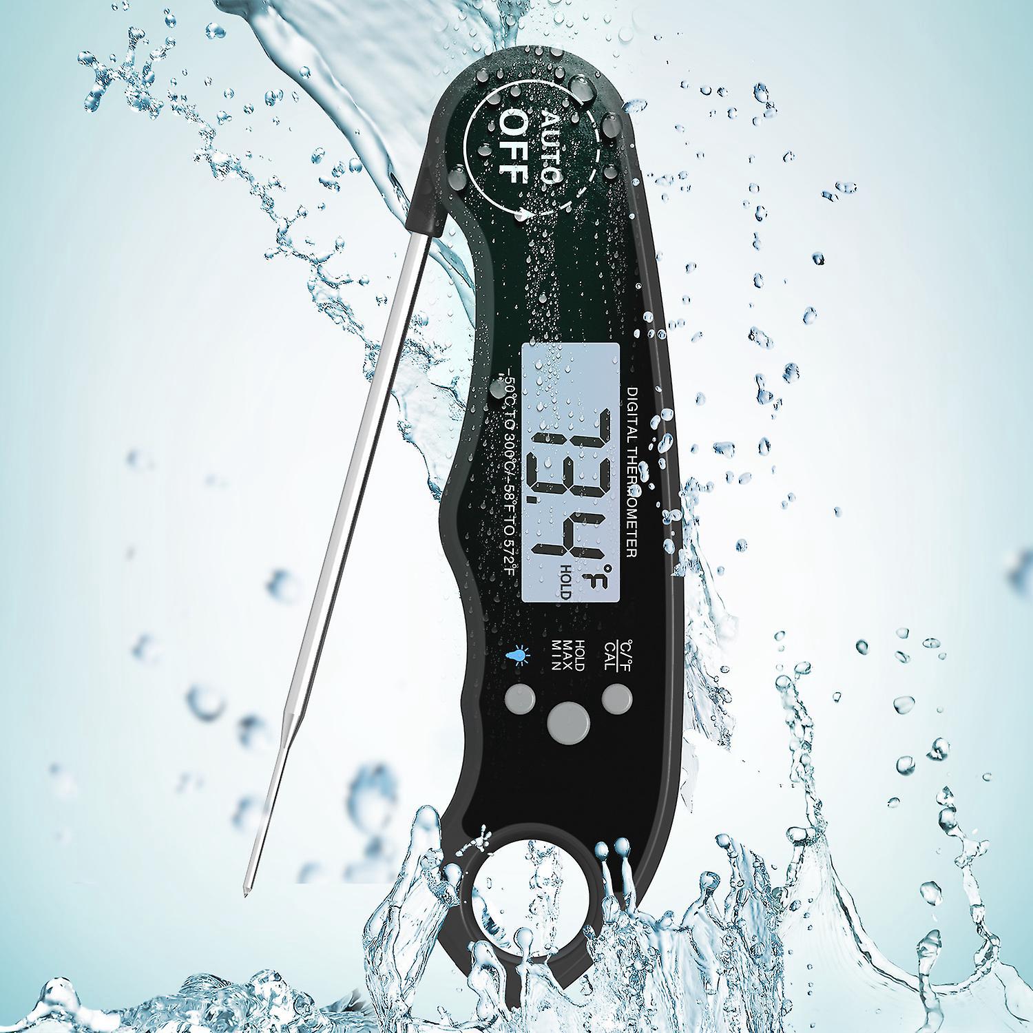 (schwarz) Digitales Küchenthermometer, Sofortablesendes Fleischthermometer, Lange Sonde, Großer Schlitz, Doppelmagnetisches Ofenthermometer Für Fleisch