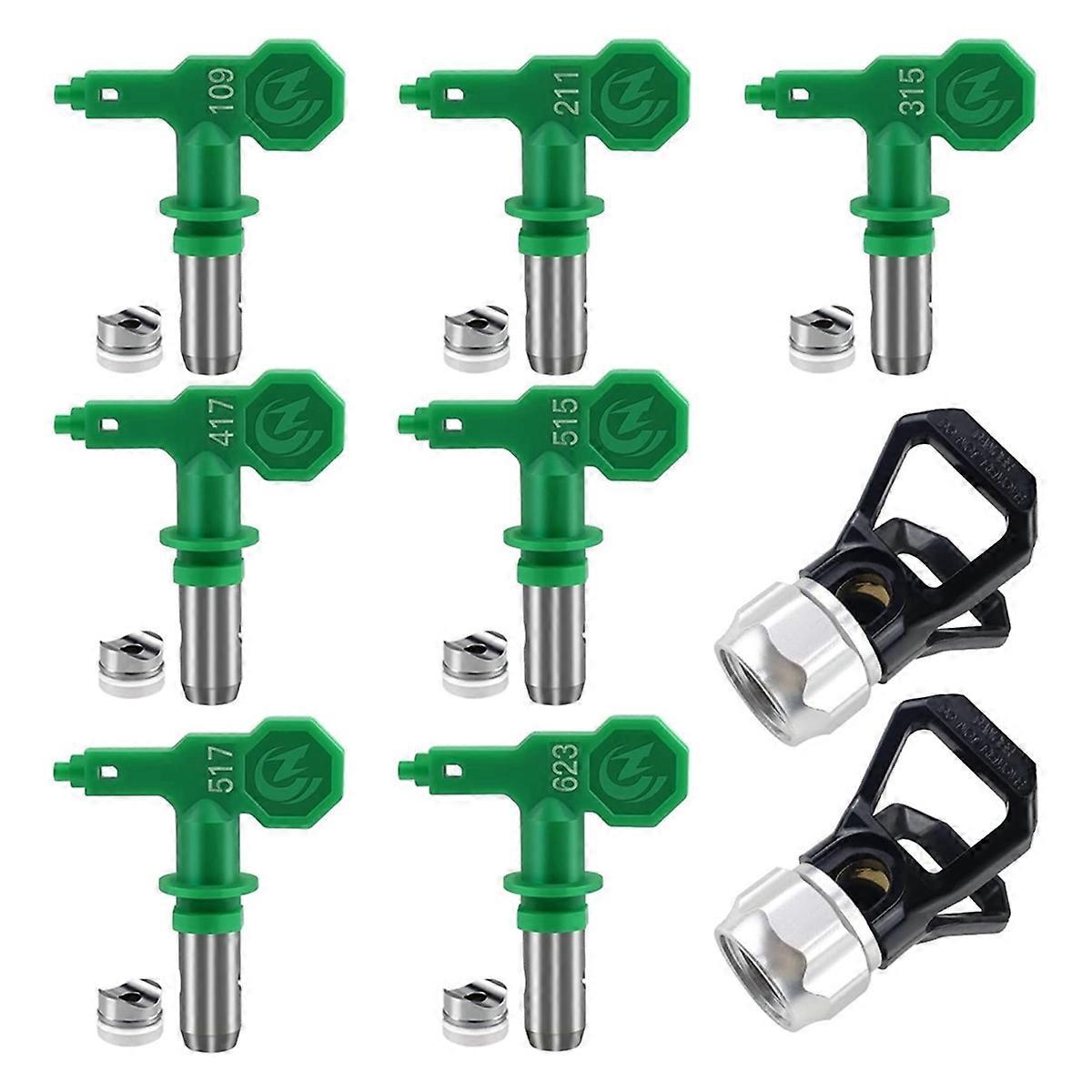 7-teiliges Set Wendbarer Düsen Für Airless-farbspritzgeräte Mit 2 Düsenschutzkappen – Kompatibel