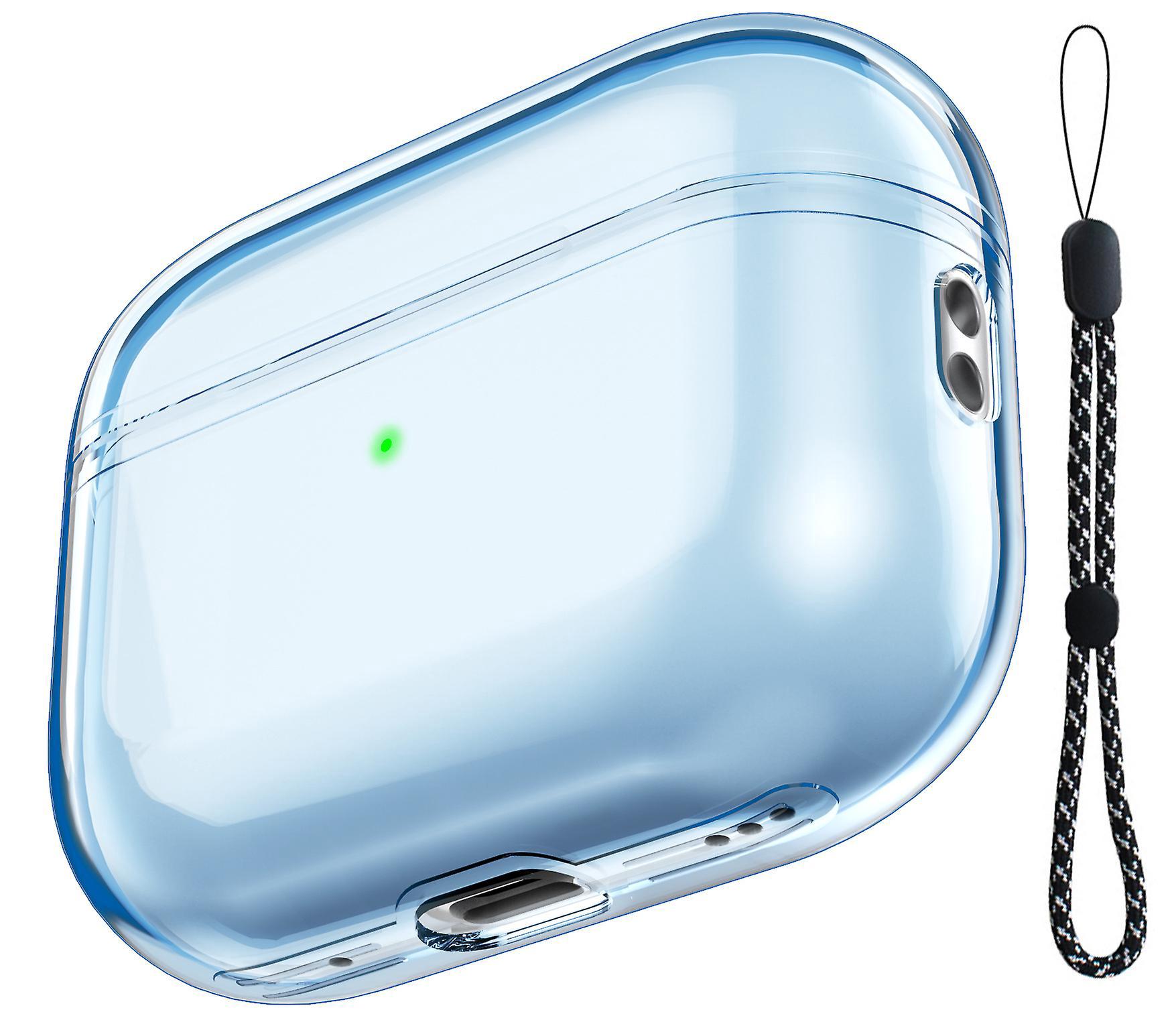 Airpods Pro 2 Hülle (blau), [vergilbungsbeständig] Weiche Tpu-hülle Mit Handschlaufe, Passend Für Apple Airpods Pro 2. Generation (2022) Und Ladecase