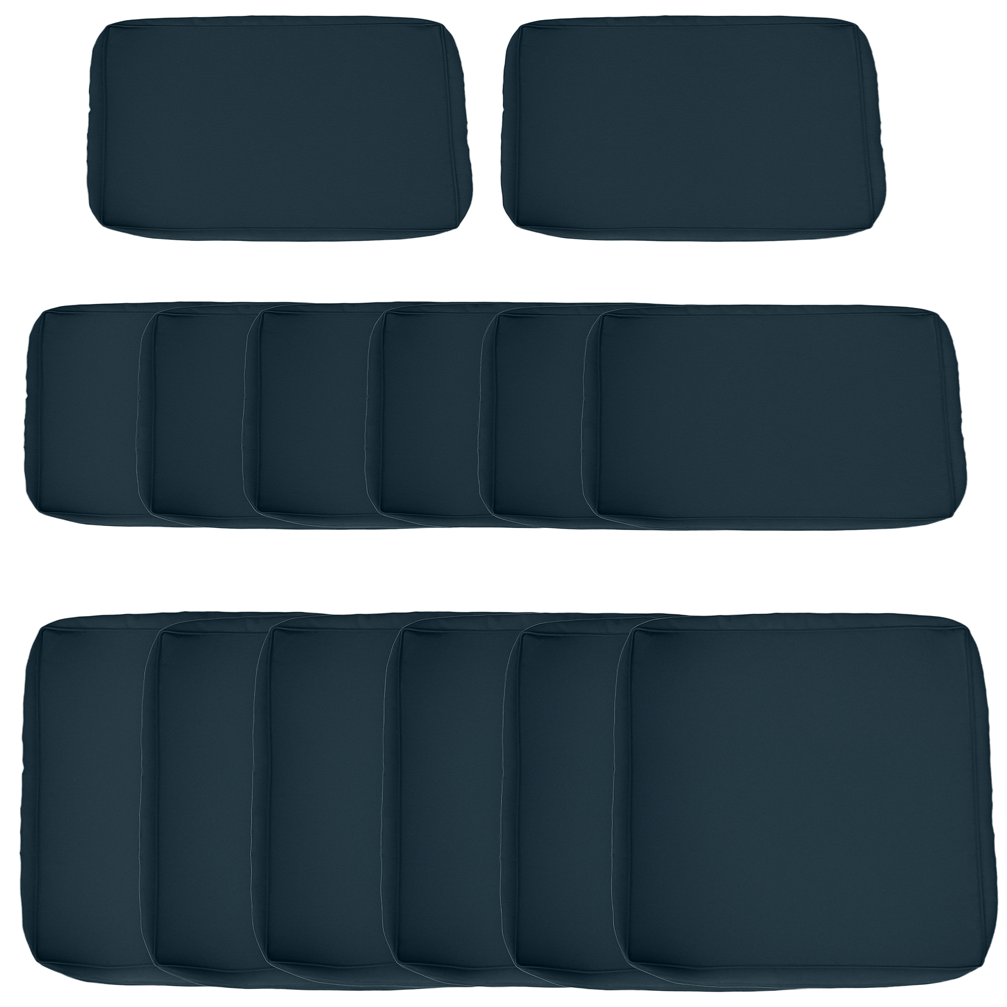 Set Mit 14 Schutzhüllen Für Gartenkissen – 6 Sitzkissen, 8 Rückenkissen, Strapazierfähiges Blau