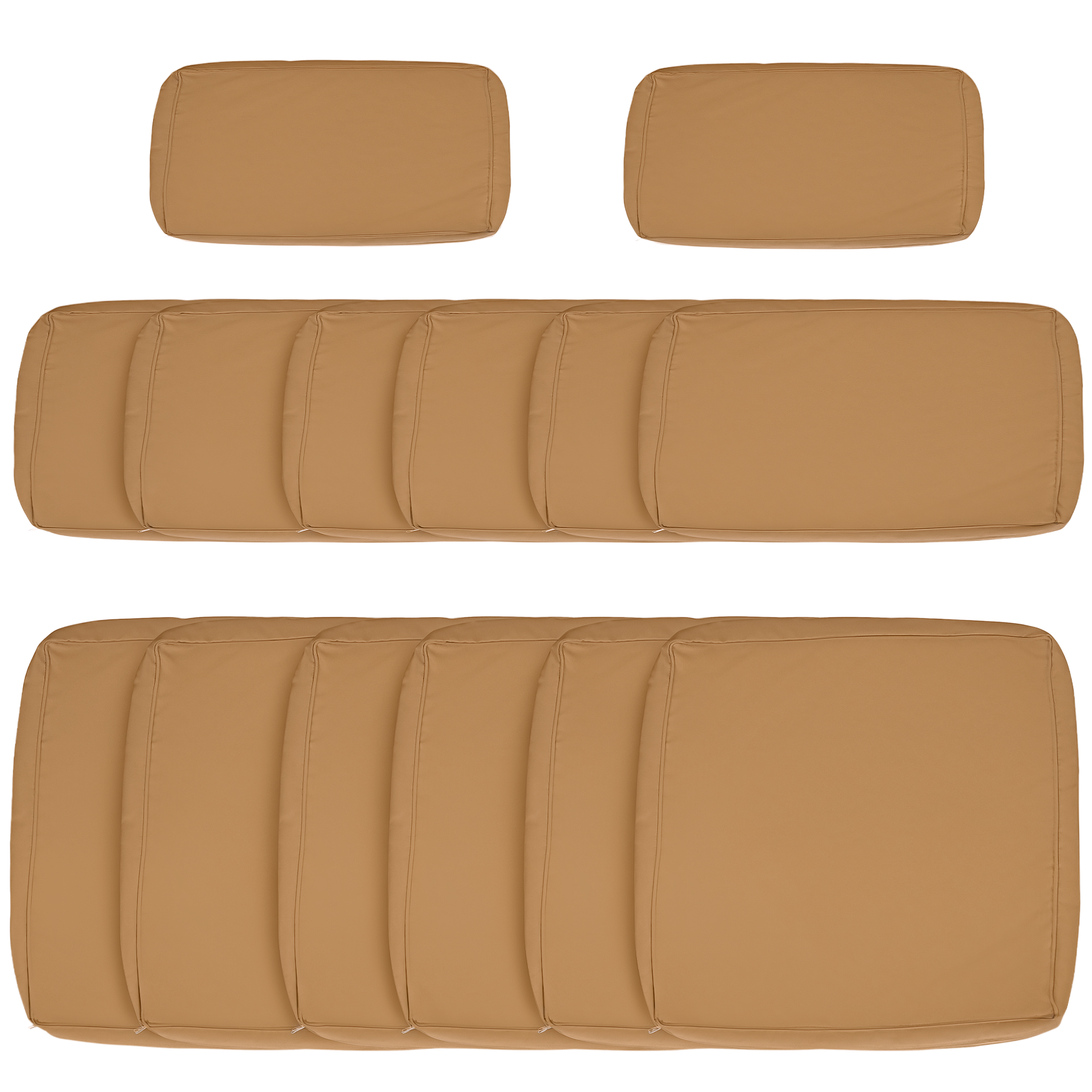 Set Mit 14 Schutzhüllen Für Gartenkissen – 6 Sitzkissen Und 8 Rückenlehnenkissen, Braun