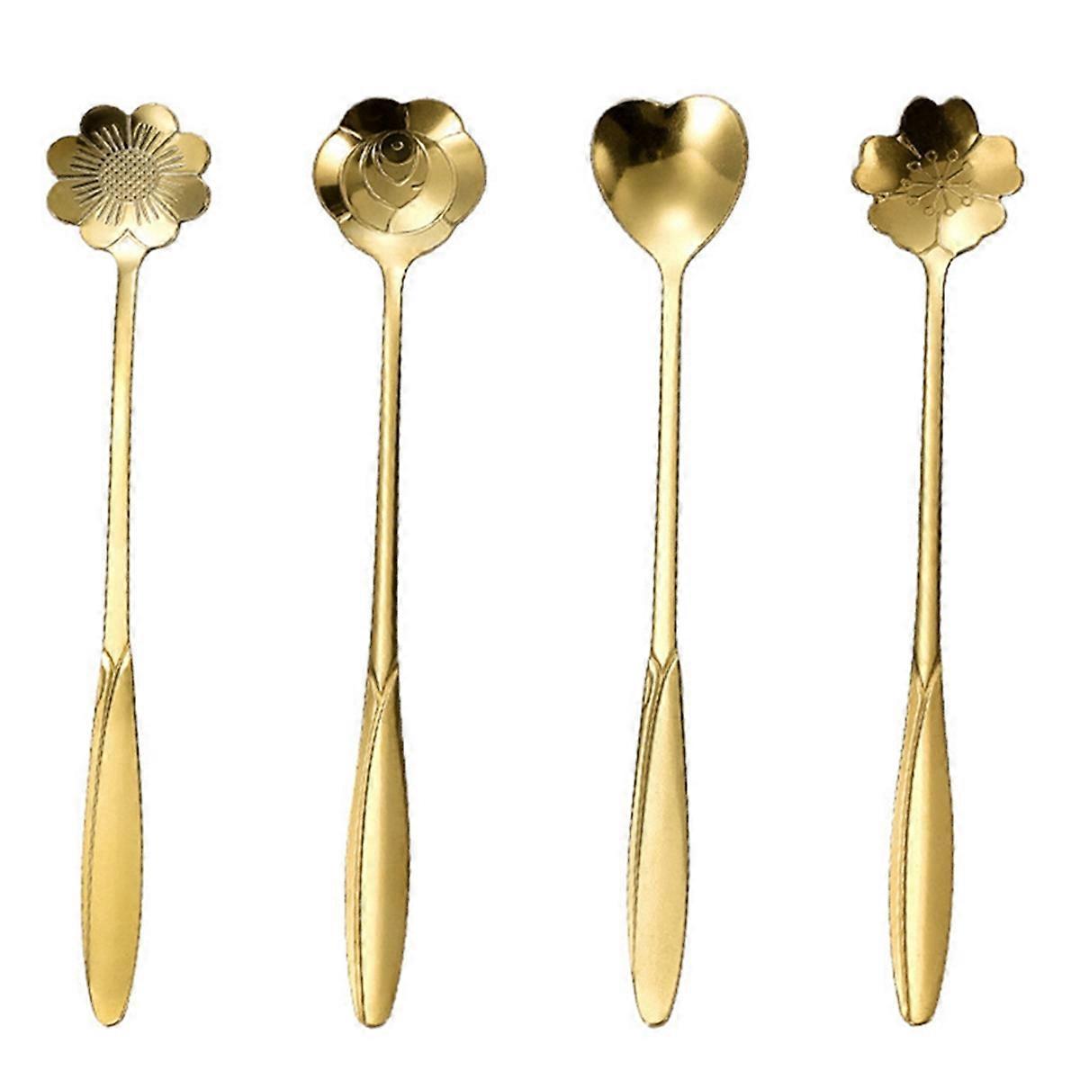 Kaffeelöffel Aus Edelstahl Mit Kirschblütenmuster, Goldfarben, 13 Cm, Geschenkidee