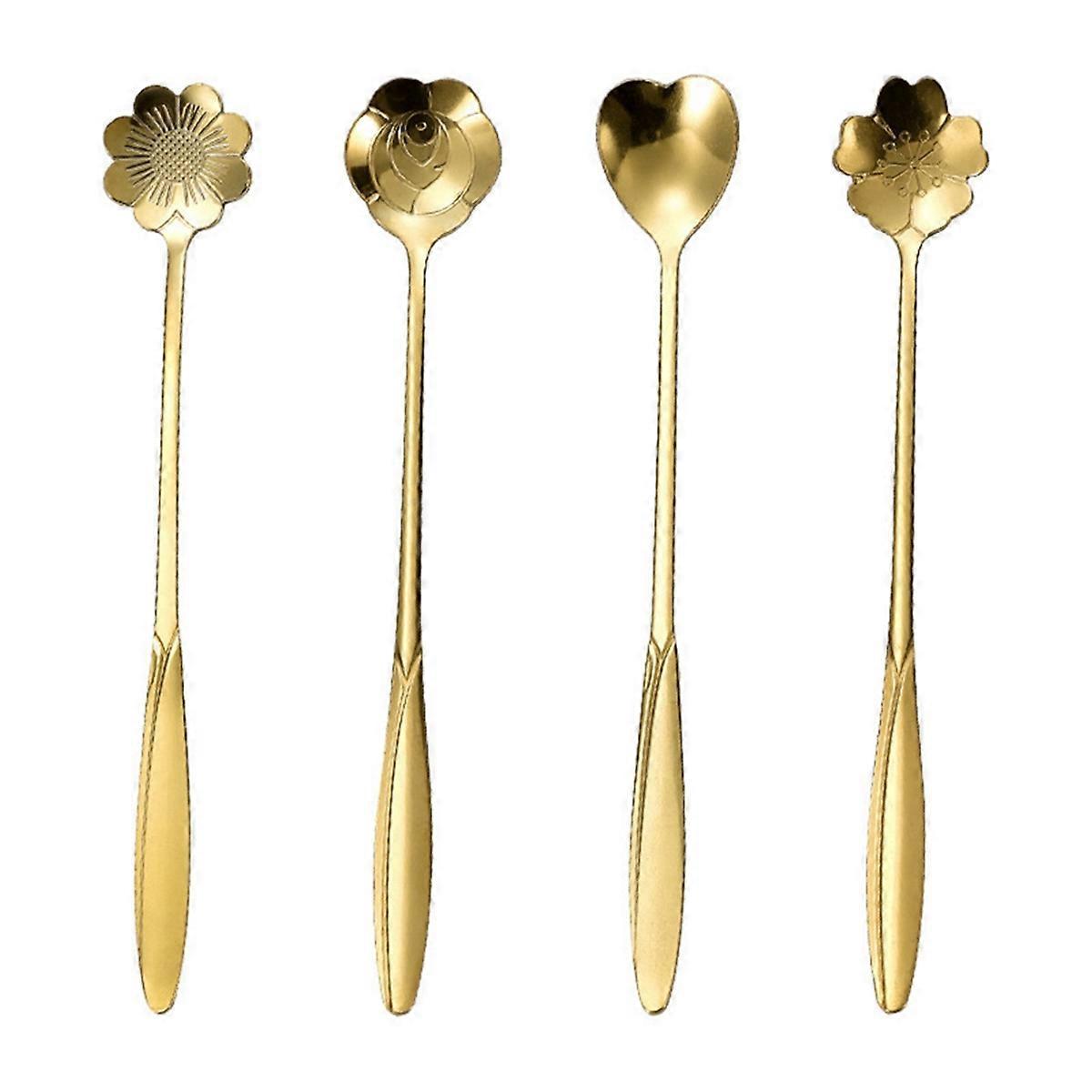 Kaffeelöffel Aus Edelstahl Mit Kirschblütenmuster Und Goldverzierung, 18 Cm, Geschenkidee