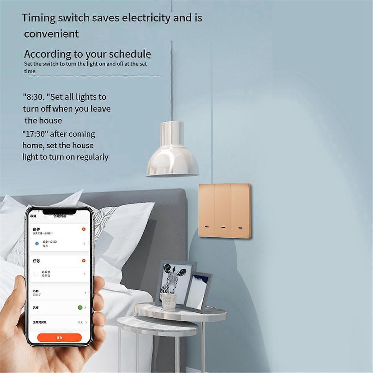 Tuya Smart Switch Zero Fire Line 2 Schalter Gold--