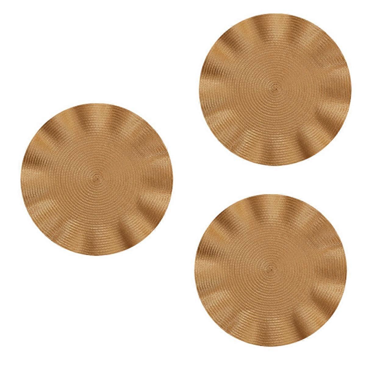 Rundes Platzset Mit Wellenmuster, Runde Hitzeschutzmatte, Küchentischset, Gold