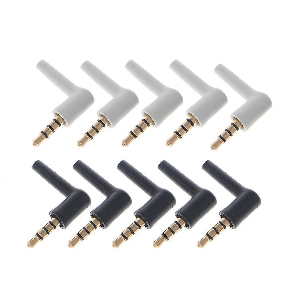 10 Stück Vergoldete 3/4-polige 3,5-mm-90-mm-stereo-kopfhörer-miniklinkenstecker