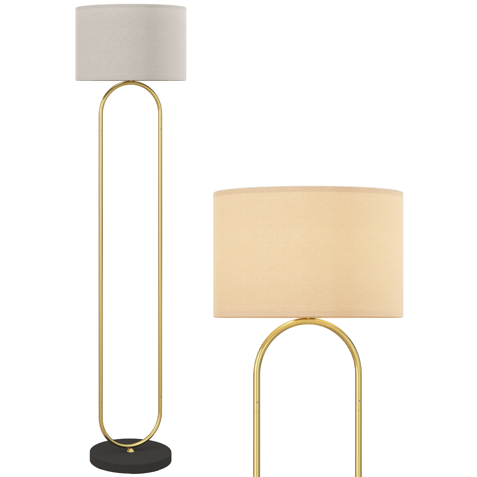 Moderne Stehlampe Mit Leinenschirm, E27-fassung, Fußschalter Für Wohn- Und Schlafzimmer, Gold-schwarz, Höhe 156 Cm