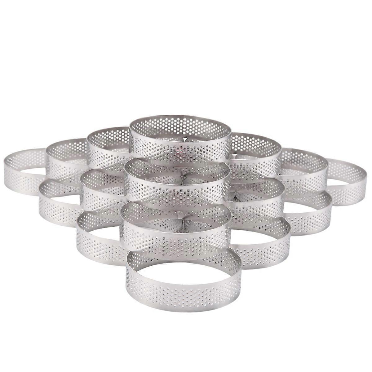 20 Runde Tarteringe Mit Löchern, Quiche-, Kuchen- Und Mousseringe, 8 Cm