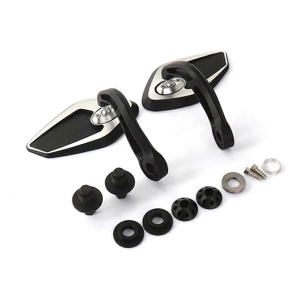 Motorrad-rückspiegel-lenkerspiegel-set Schwarz Silber