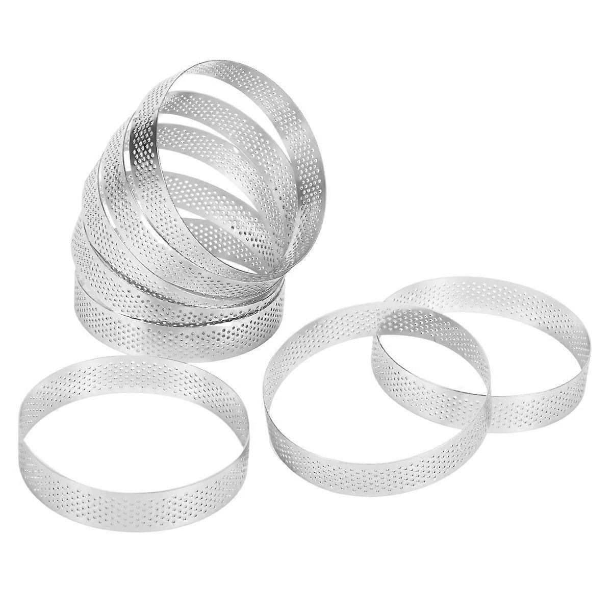 8-teiliges Set Kuchenmousse-ringe, Runde, Doppelt Gerollte Tarteringe, Metallform 10 Cm