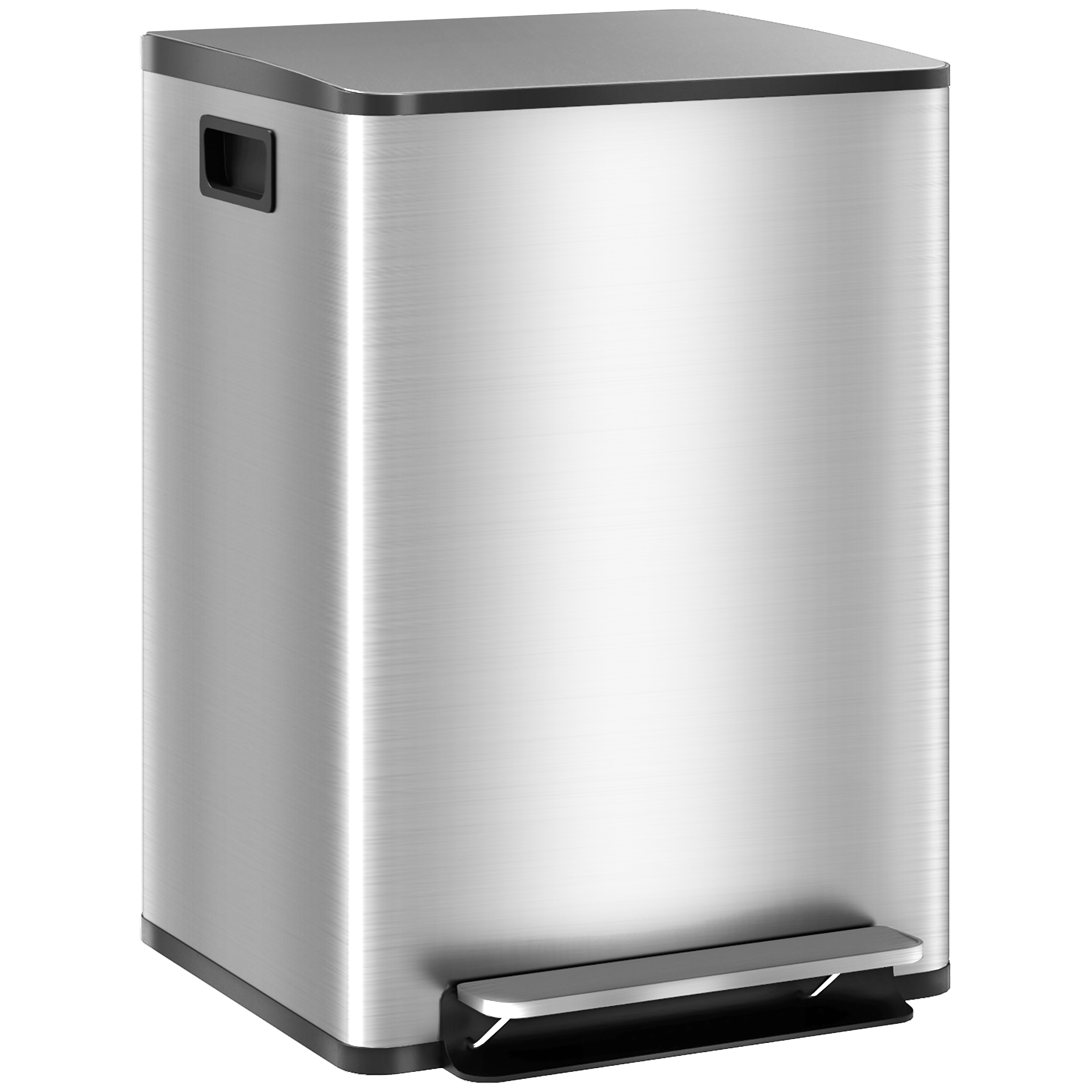 X 20-liter-küchenabfalleimer Mit Soft-close-deckeln, Silberfarbener Edelstahl, Fingerabdruckresistent