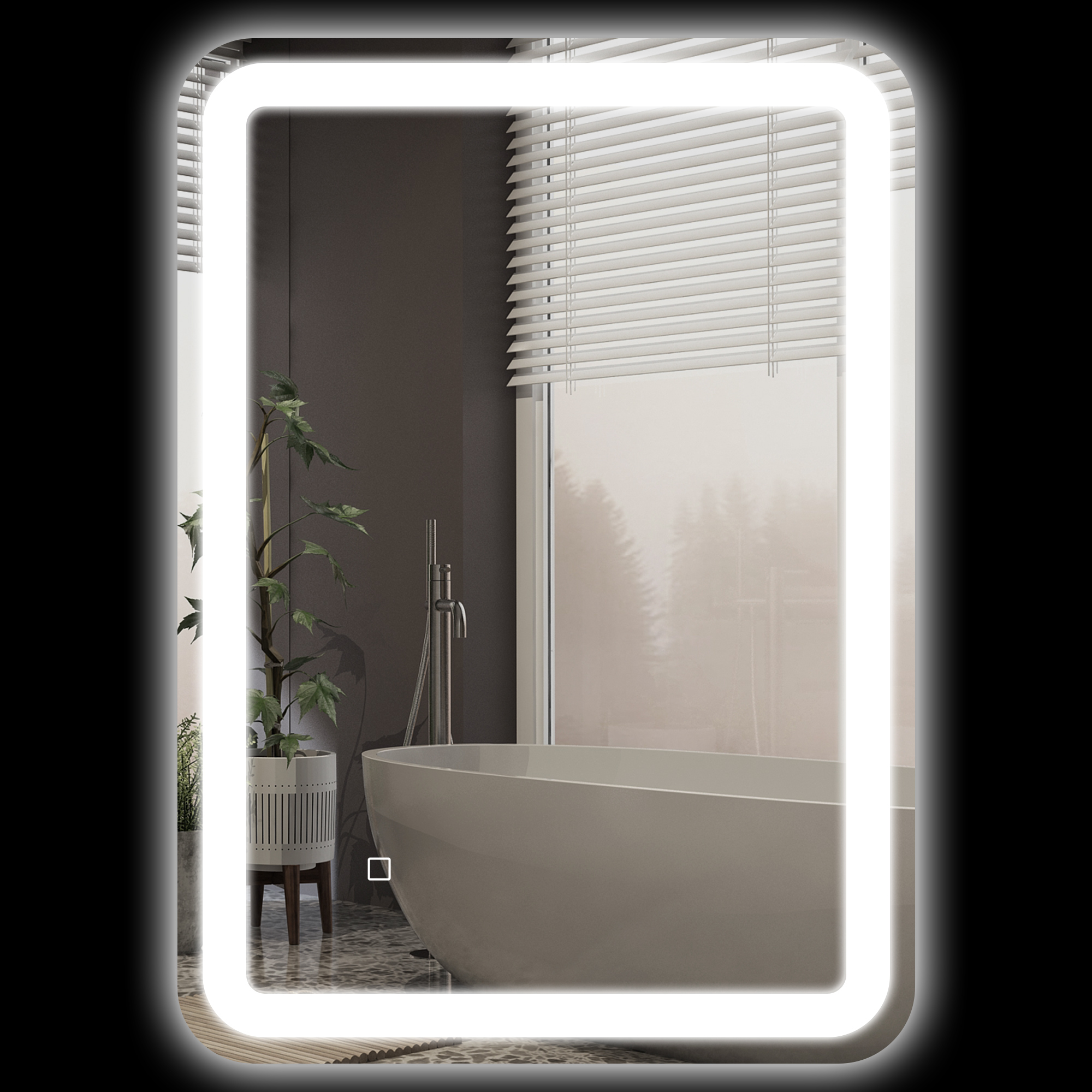Rechteckiger Led-badezimmerspiegel Mit Antibeschlagfunktion, 70 X 50 Cm, Einstellbare Helligkeit Mit Memory-funktion, Silberfarben
