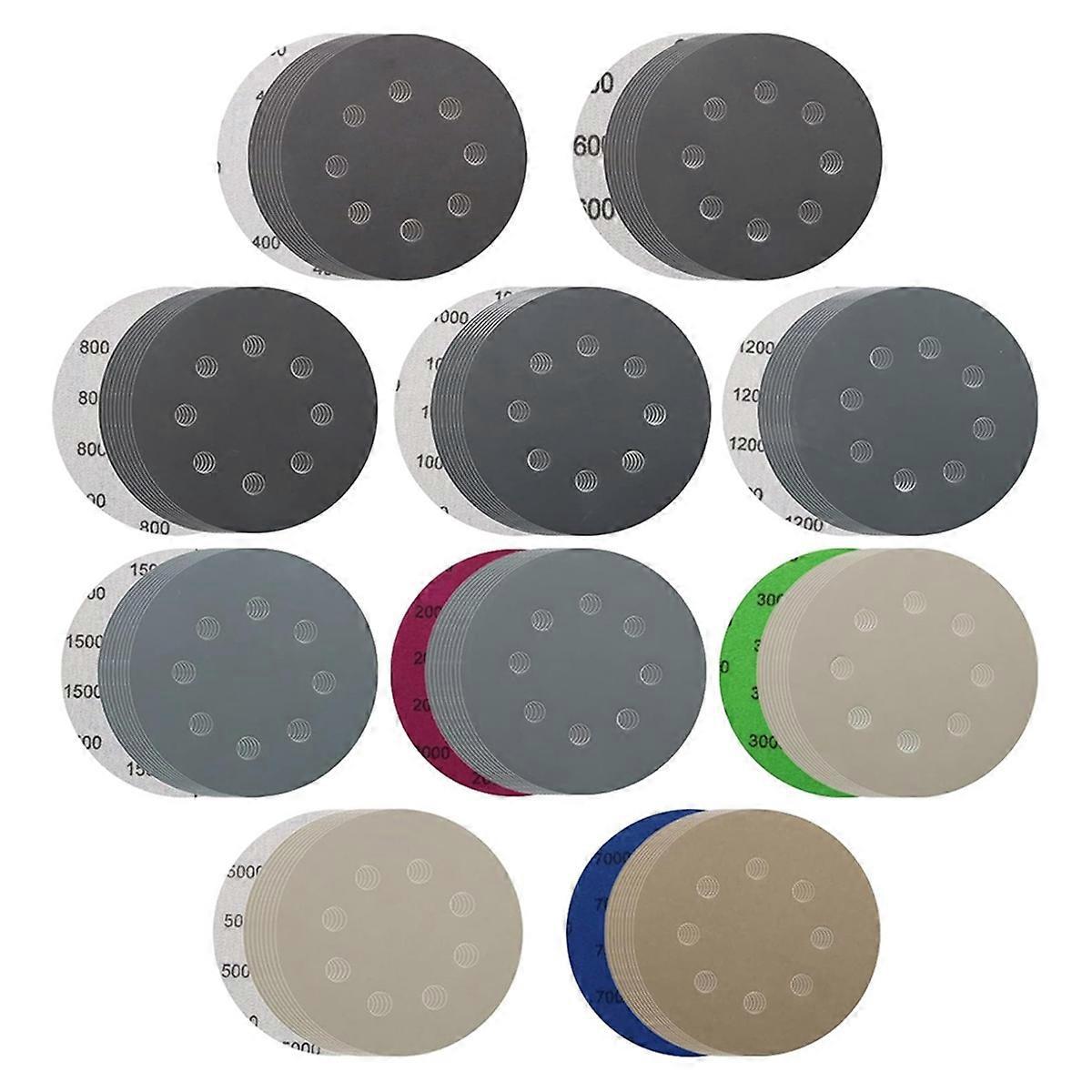 100 Stück Nass- Und Trockenschleifscheiben 125 Mm, 5 Zoll, 8-loch, Klettverschluss