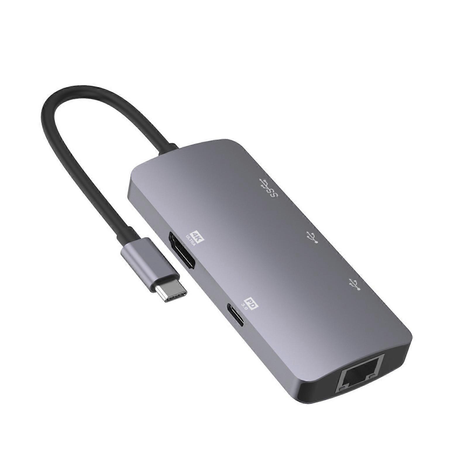 6-in-1 Usb-c-hub-dockingstation, Hdmi-kompatibel, 4k 30hz, 1000m Ethernet, Rj45-anschluss, Festplatte